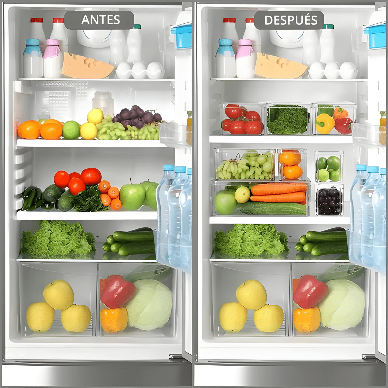 Organizador refrigerador set 4 contenedores con tapa-3