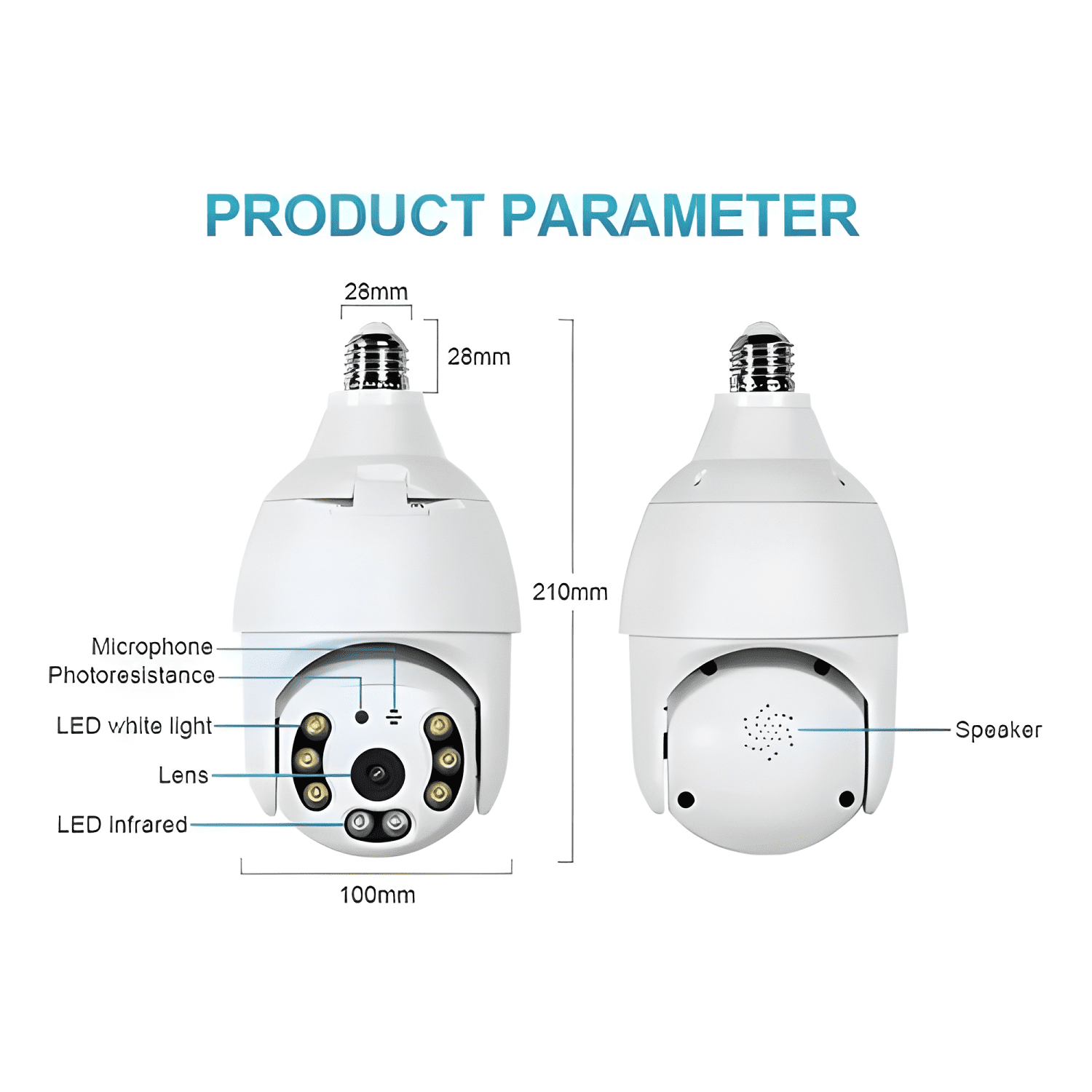 Cámara de Seguridad OEM E27 con Resolución 2MP Blanco-4