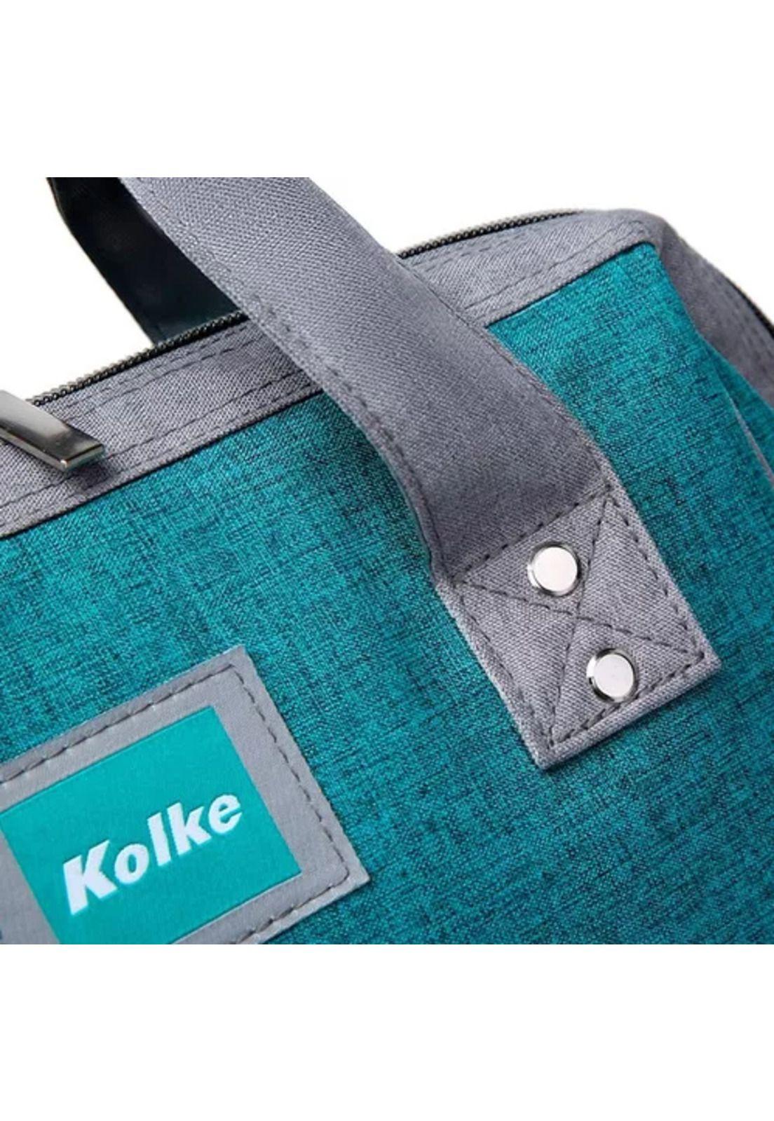Mochila para notebook Kolke impermeable con puerto USB azul petróleo-2