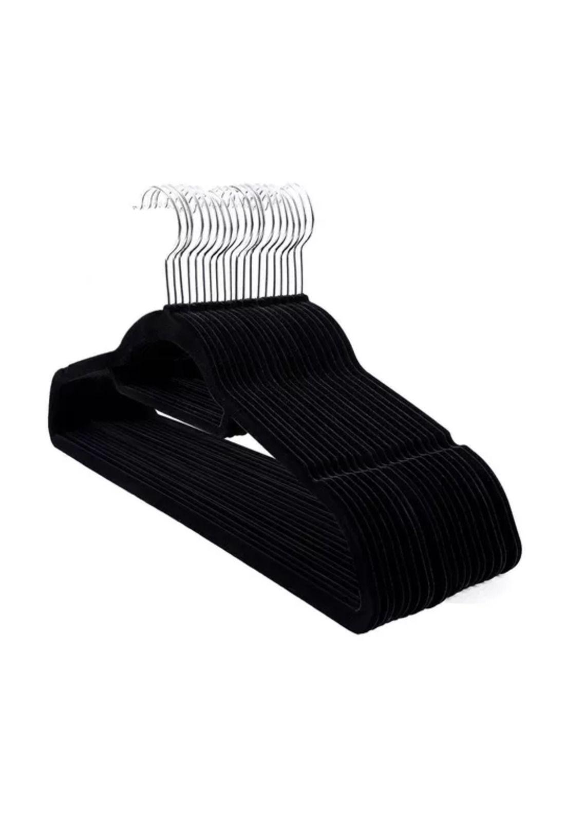 Pack de 10 perchas terciopelo antideslizantes color negro-2