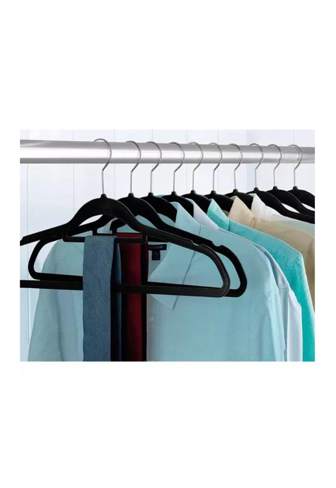 Pack de 10 perchas terciopelo antideslizantes color negro-4
