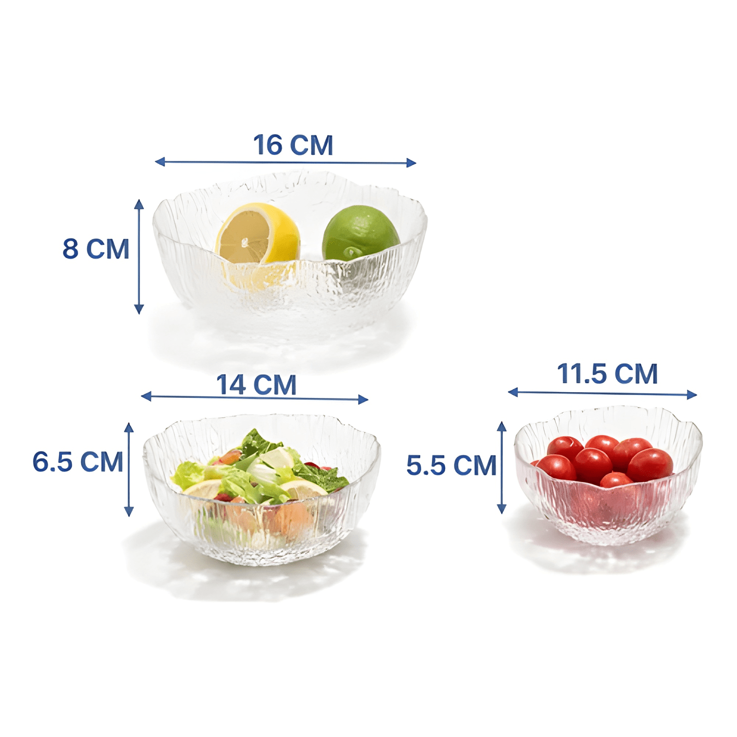 Set 3 bowls ensaladera vidrio texturizado cocina elegante-2
