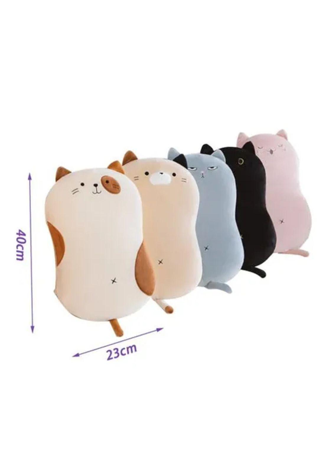 Peluche almohada suave de gatito kawaii 40 cm color marrón claro-2
