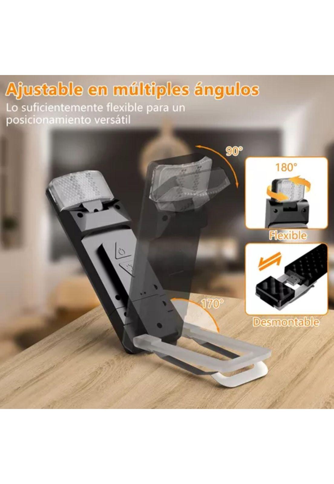 Luz de lectura recargable USB para libros, color negro-2