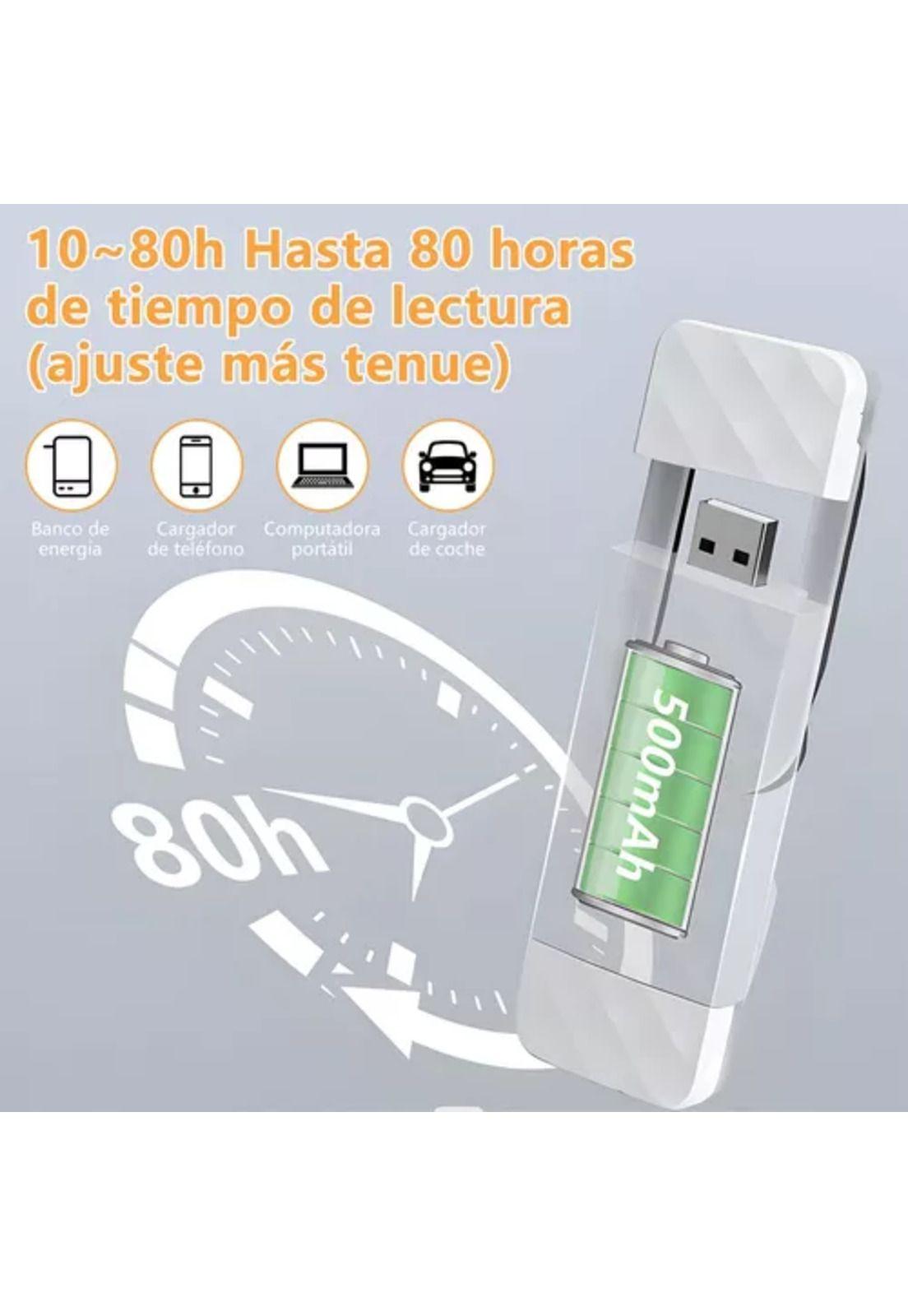 Luz de lectura recargable USB para libros, color negro-3