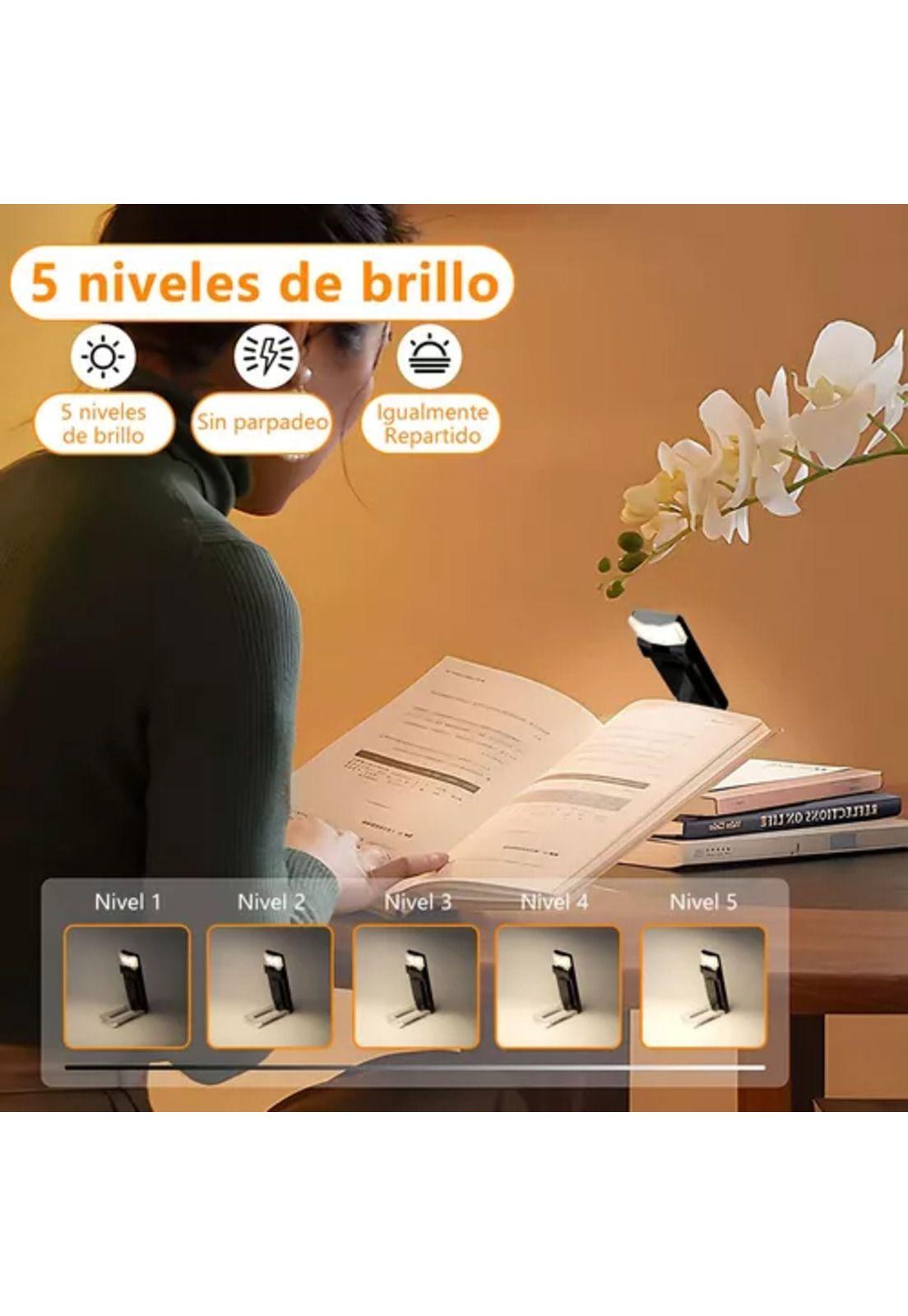 Luz de lectura recargable USB para libros, color negro-4