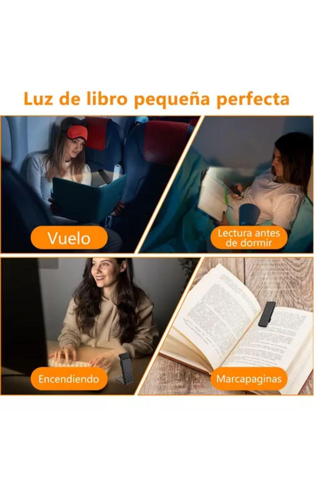 Luz de lectura recargable USB para libros, color negro-5