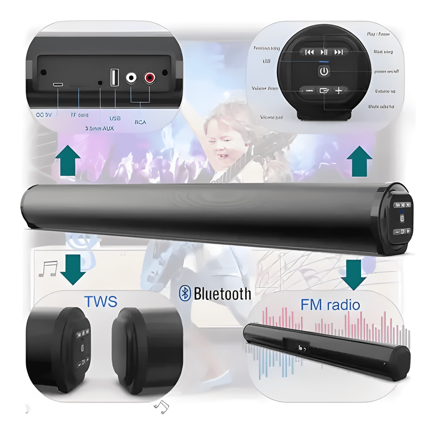 Teatro en casa barra de sonido bluetooth5 0 10m sonido maxi-2