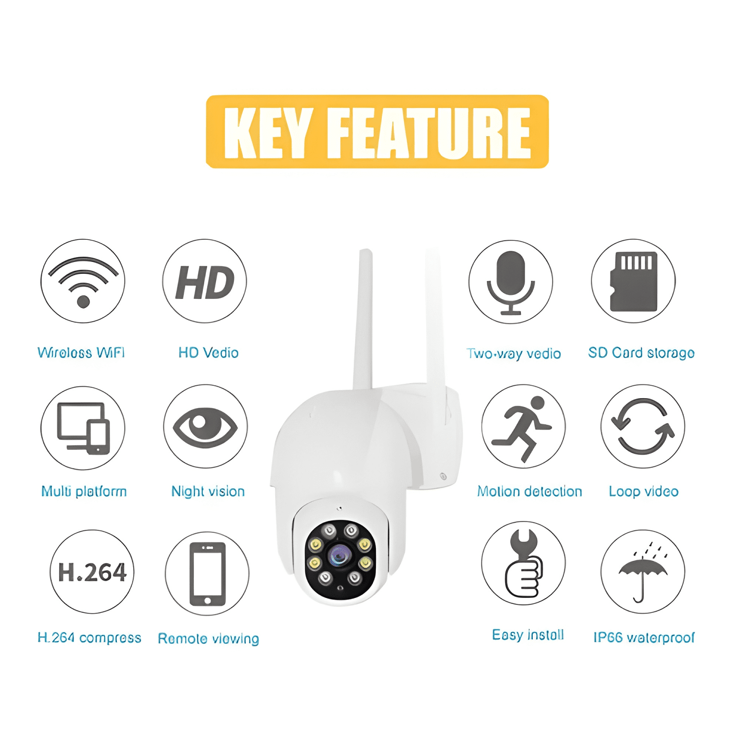 Cámara Movimiento Ip Infrarrojo Impermeable Wifi 1080hd-3