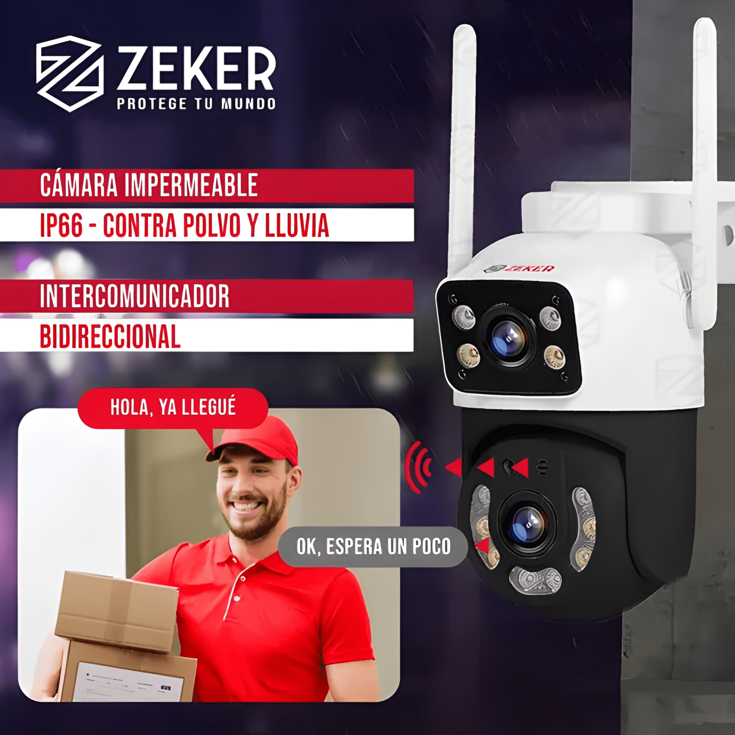 Pack X3 Cámara de Seguridad 2.4g Zeker Doble 4mp Ultra-3