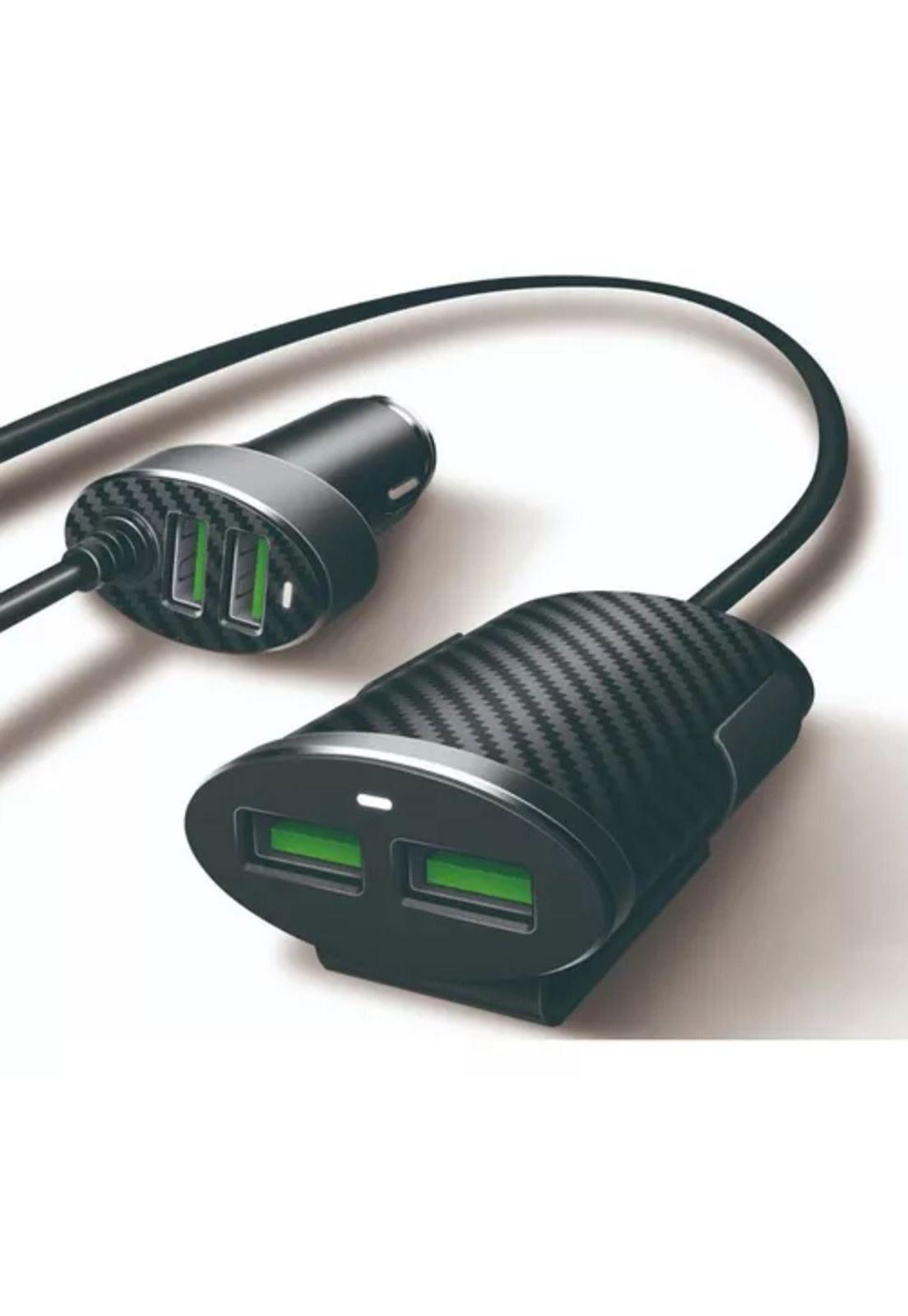 Cargador de auto Blackpcs 4 puertos USB con extensión 1 metro-4