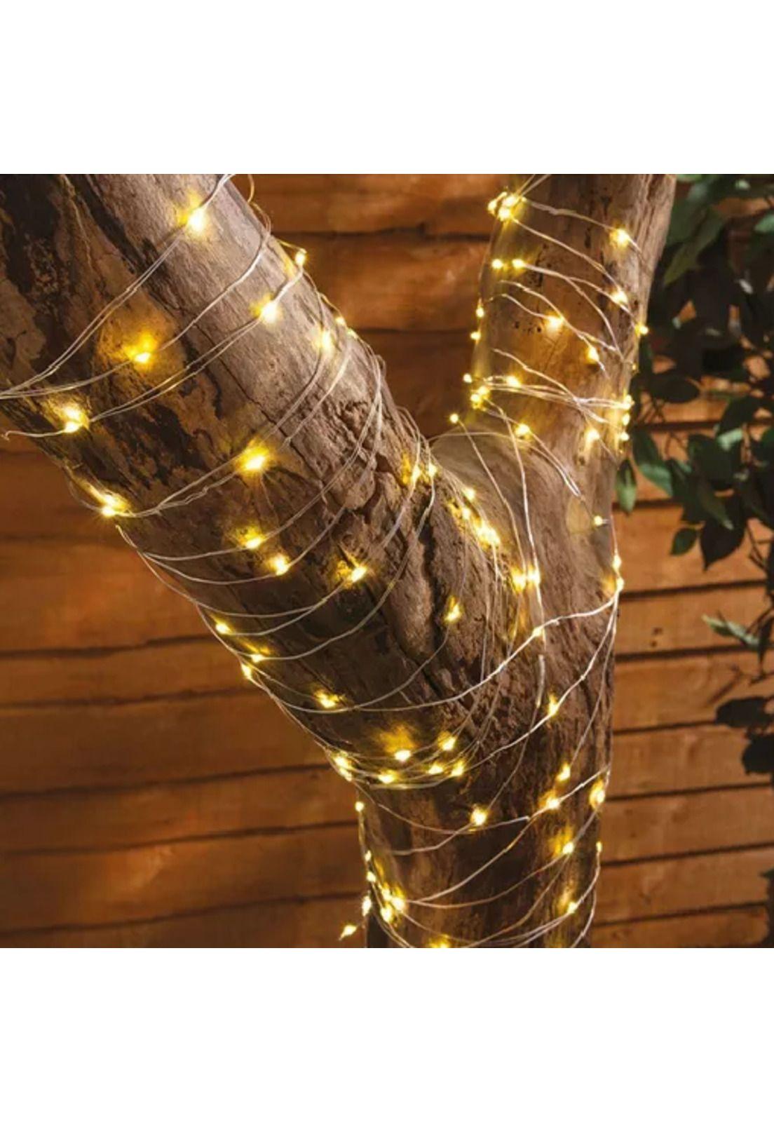 Guirnalda solar alambre hada led navideño pack 2 x20m luz cálida-3