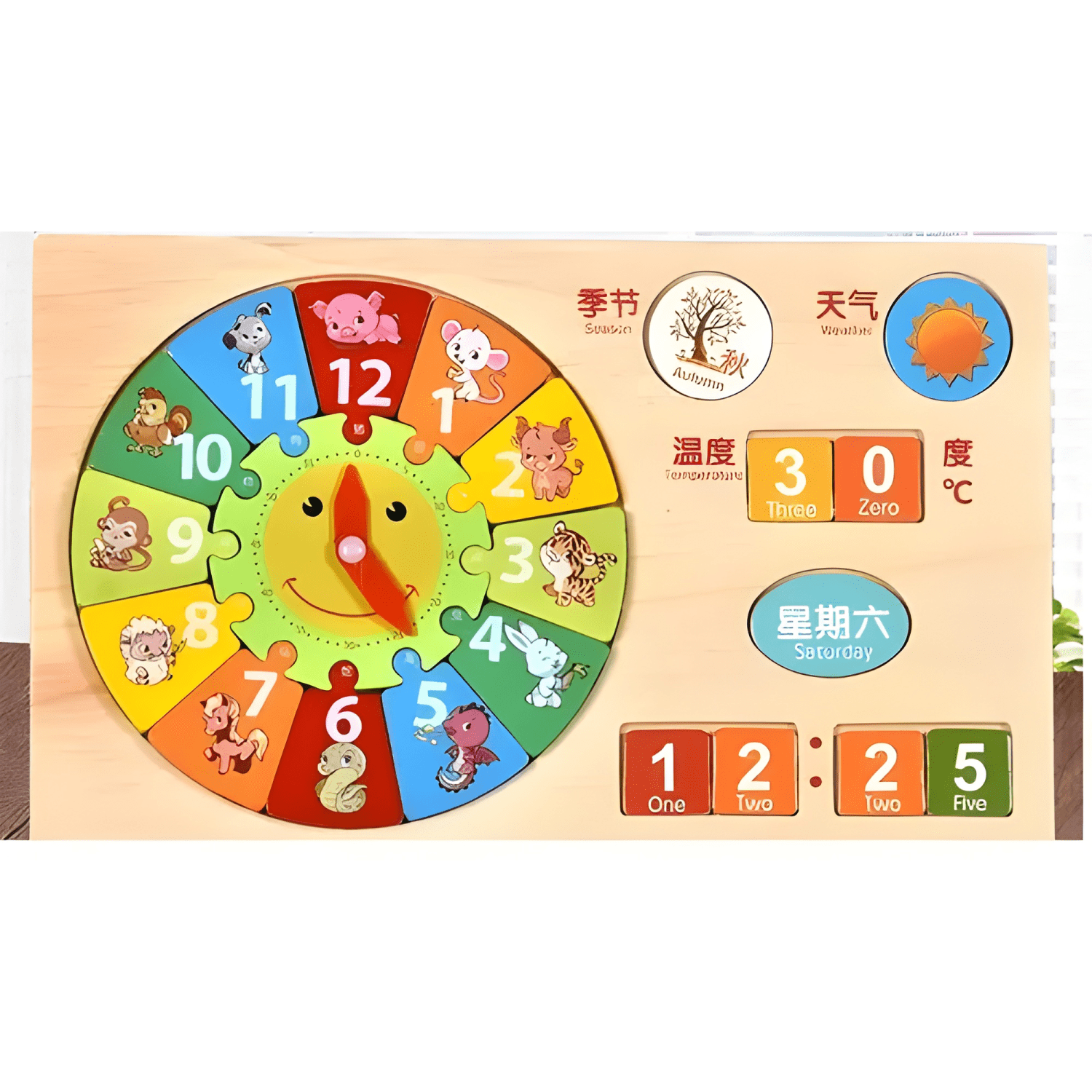 Set didactico de reloj fecha multiplicación montessori #2-2
