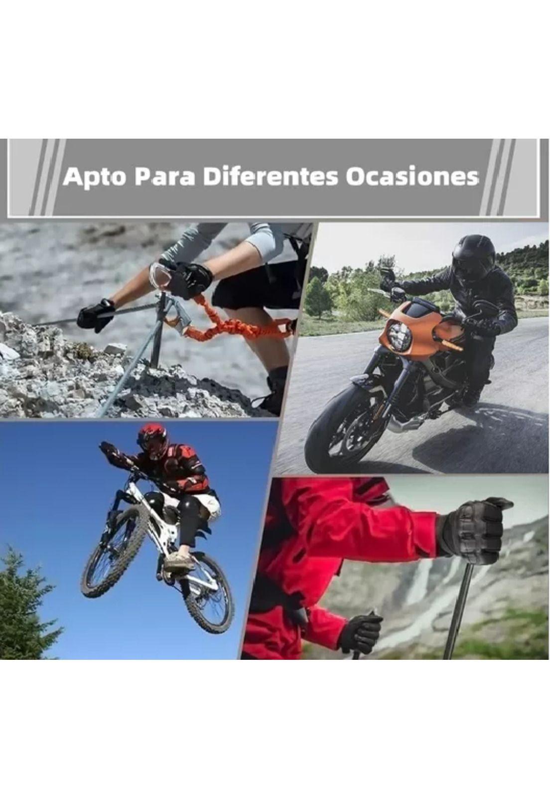 Guantes de cuero con pantalla táctil para motocicleta, talla L-6