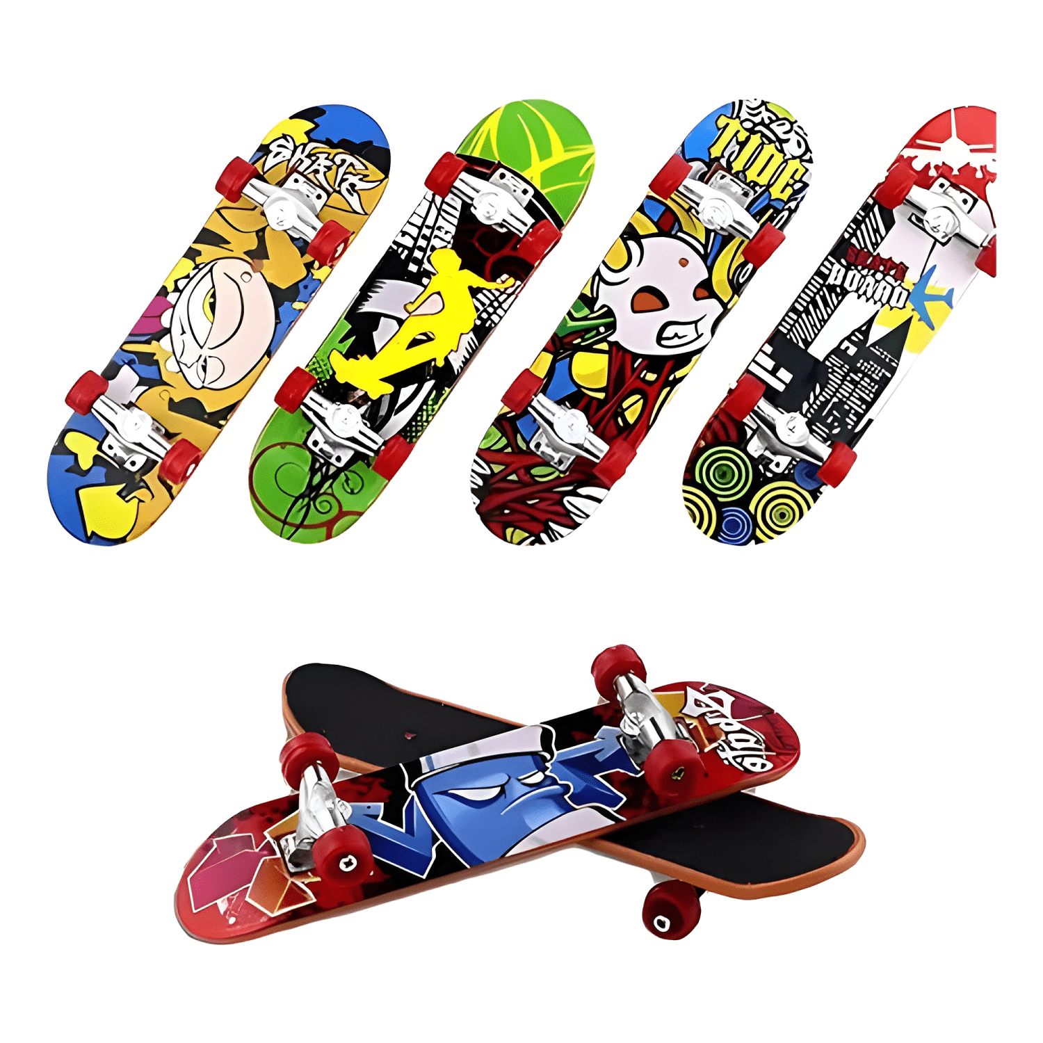 Set 6 mini juegos skate para dedos con accesorios-0