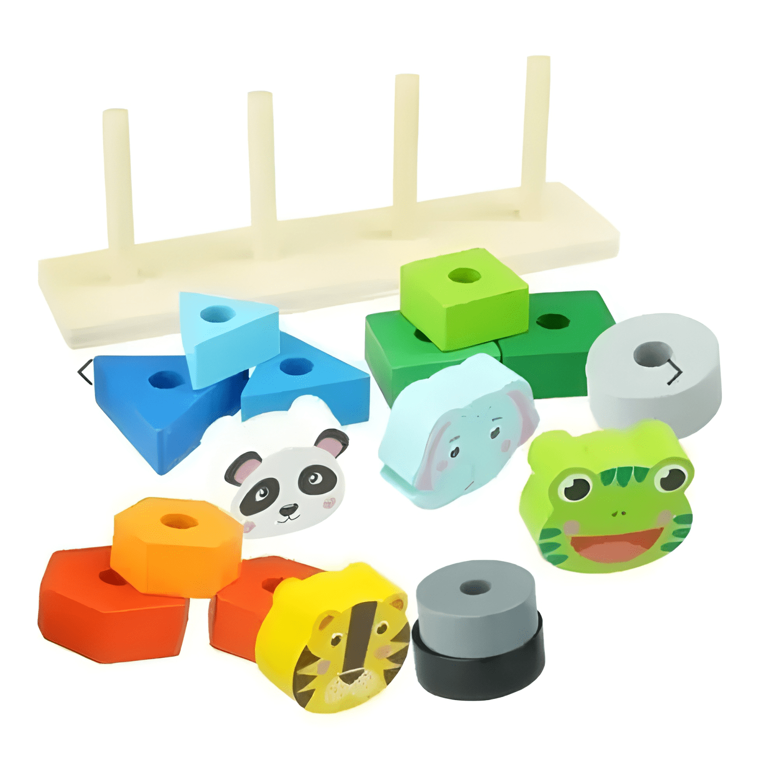 Juguete didáctico torre de encaje animales y figuras niños-2