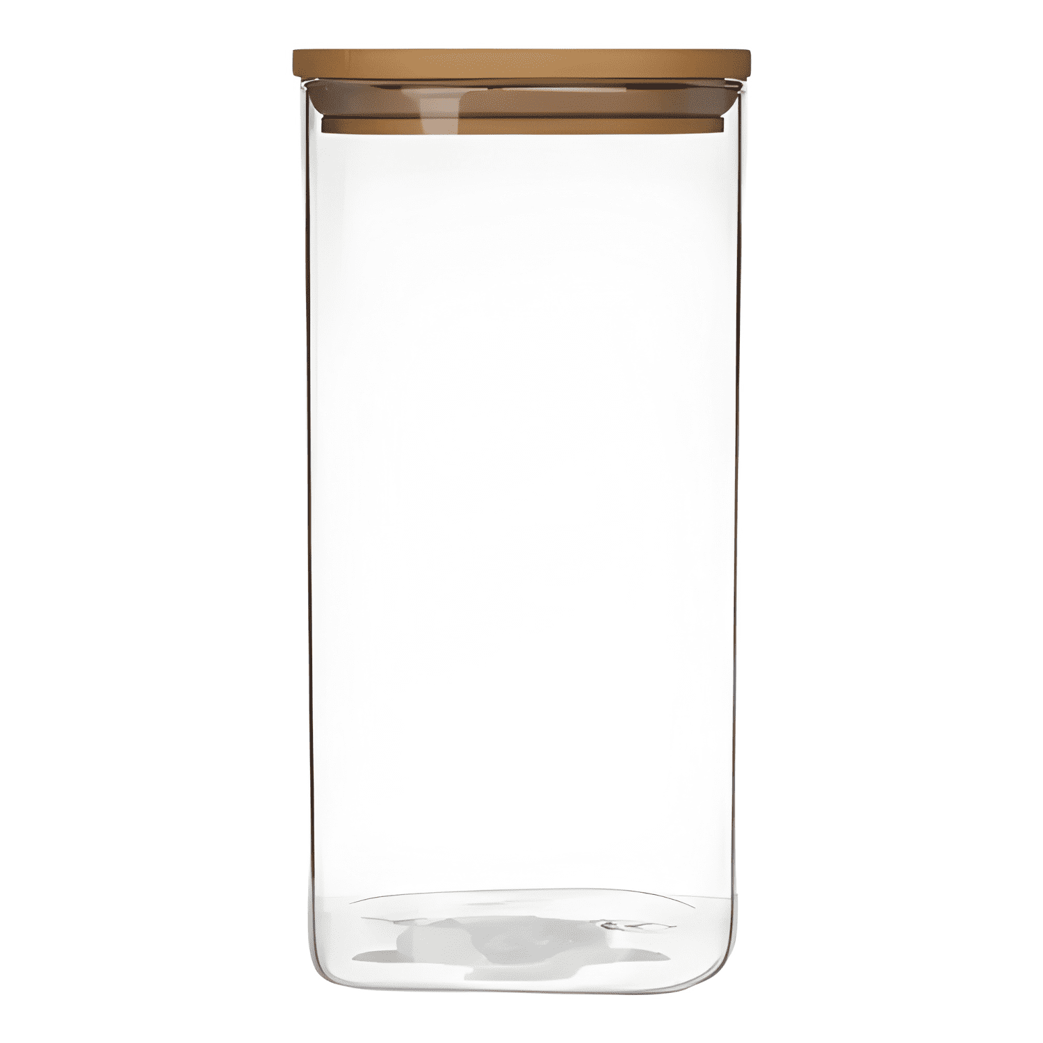 Pack 6 frascos cuadrados 1000 ml tapa bambú, transparente-1