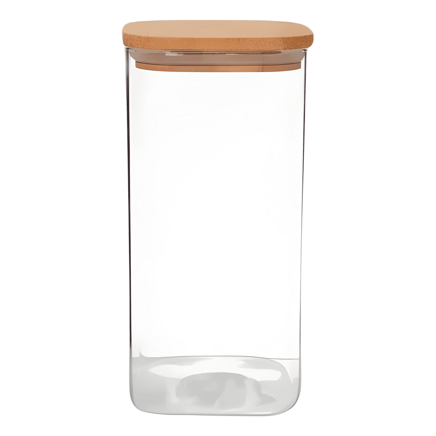 Pack 6 frascos cuadrados 1000 ml tapa bambú, transparente-3