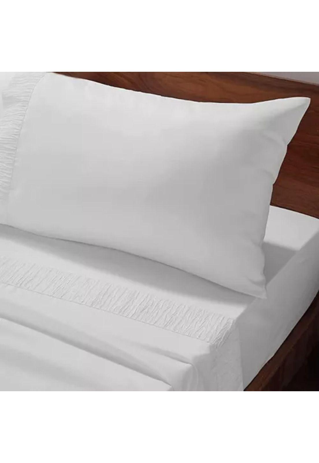Sábanas 300 hilos, 1.5 plazas + funda almohada, color blanco-0
