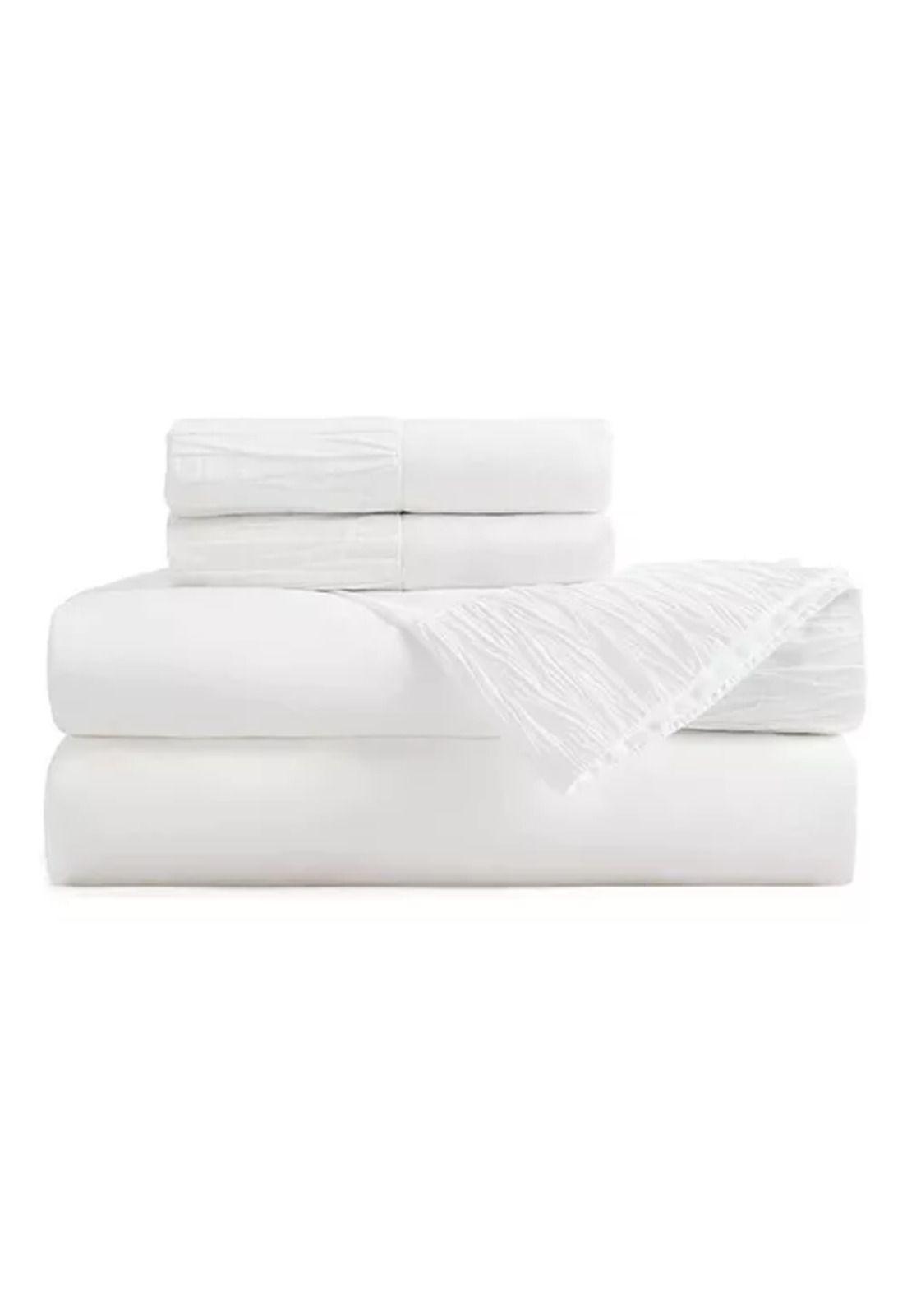Sábanas 300 hilos, 1.5 plazas + funda almohada, color blanco-1