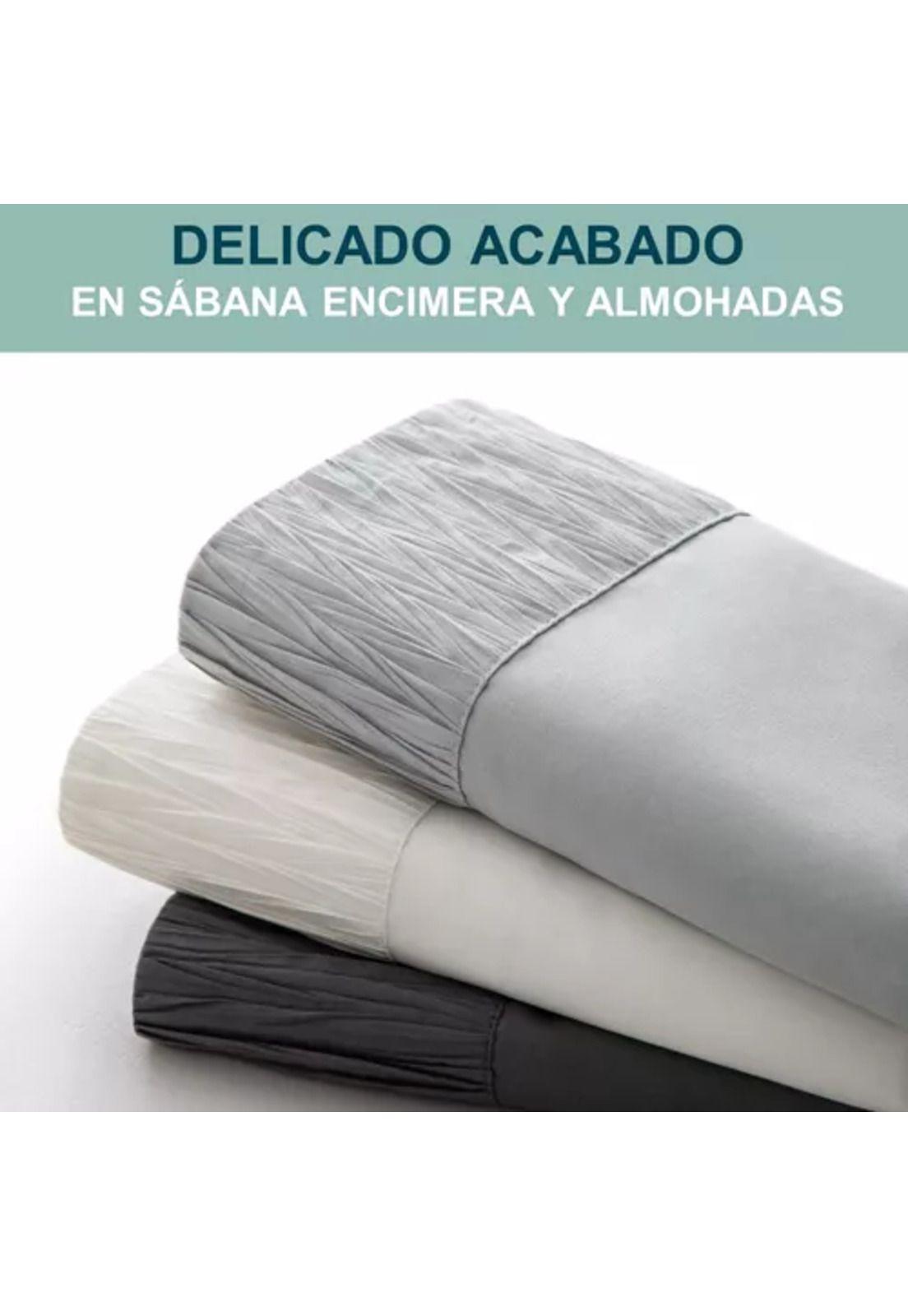 Sábanas 300 hilos, 1.5 plazas + funda almohada, color blanco-5