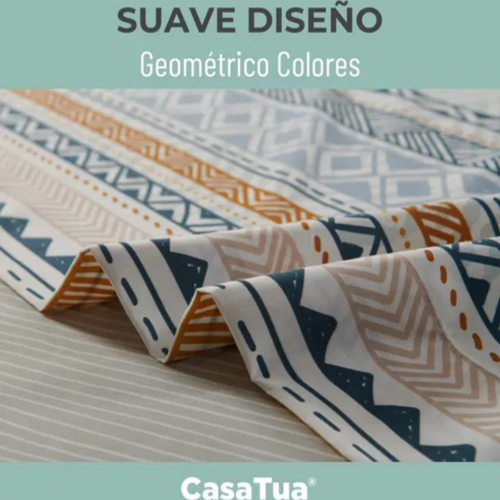 Juego sabanas estampadas etnico 1.5 plaza-1