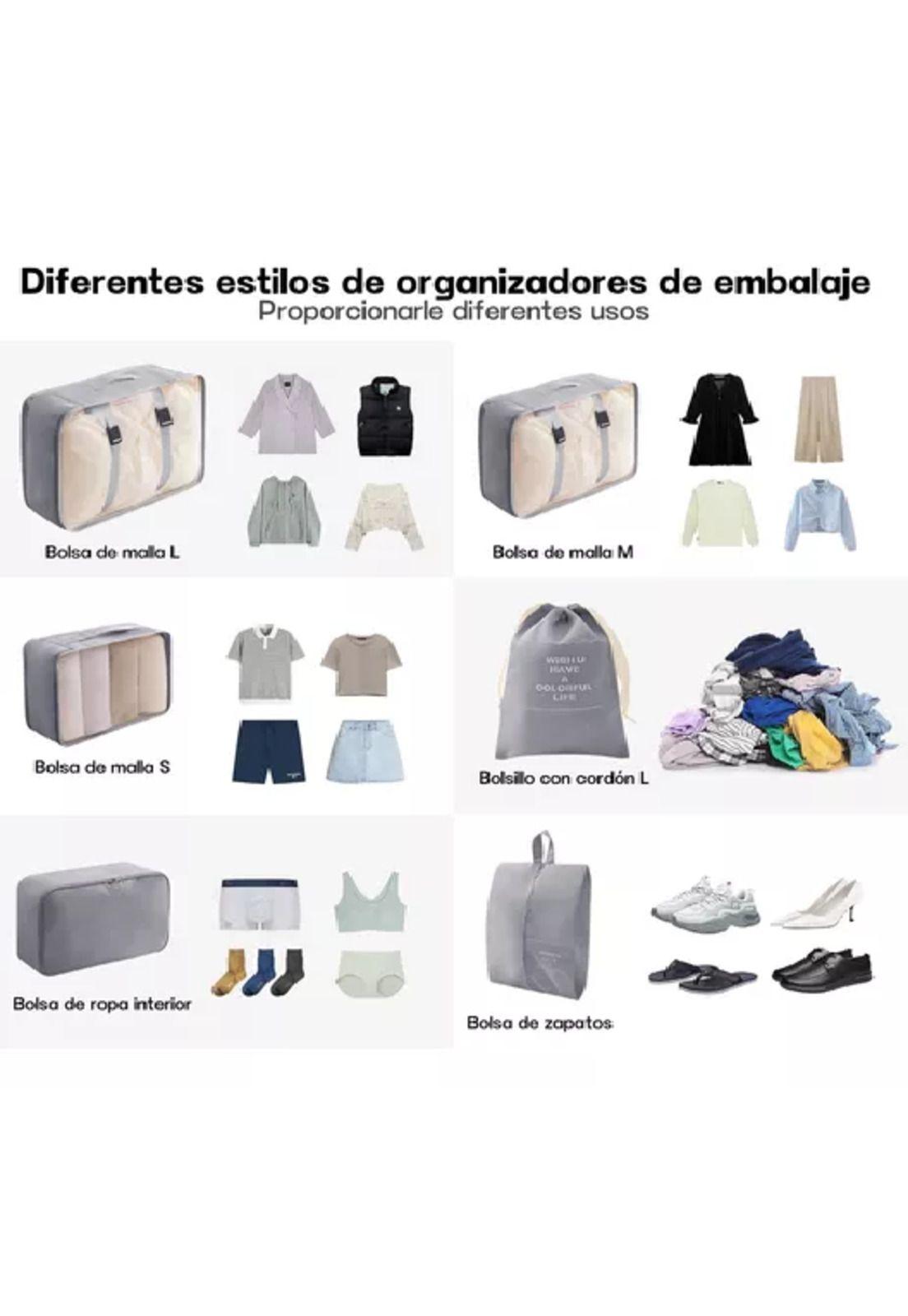 Set de 7 organizadores de equipaje, color rosado-4