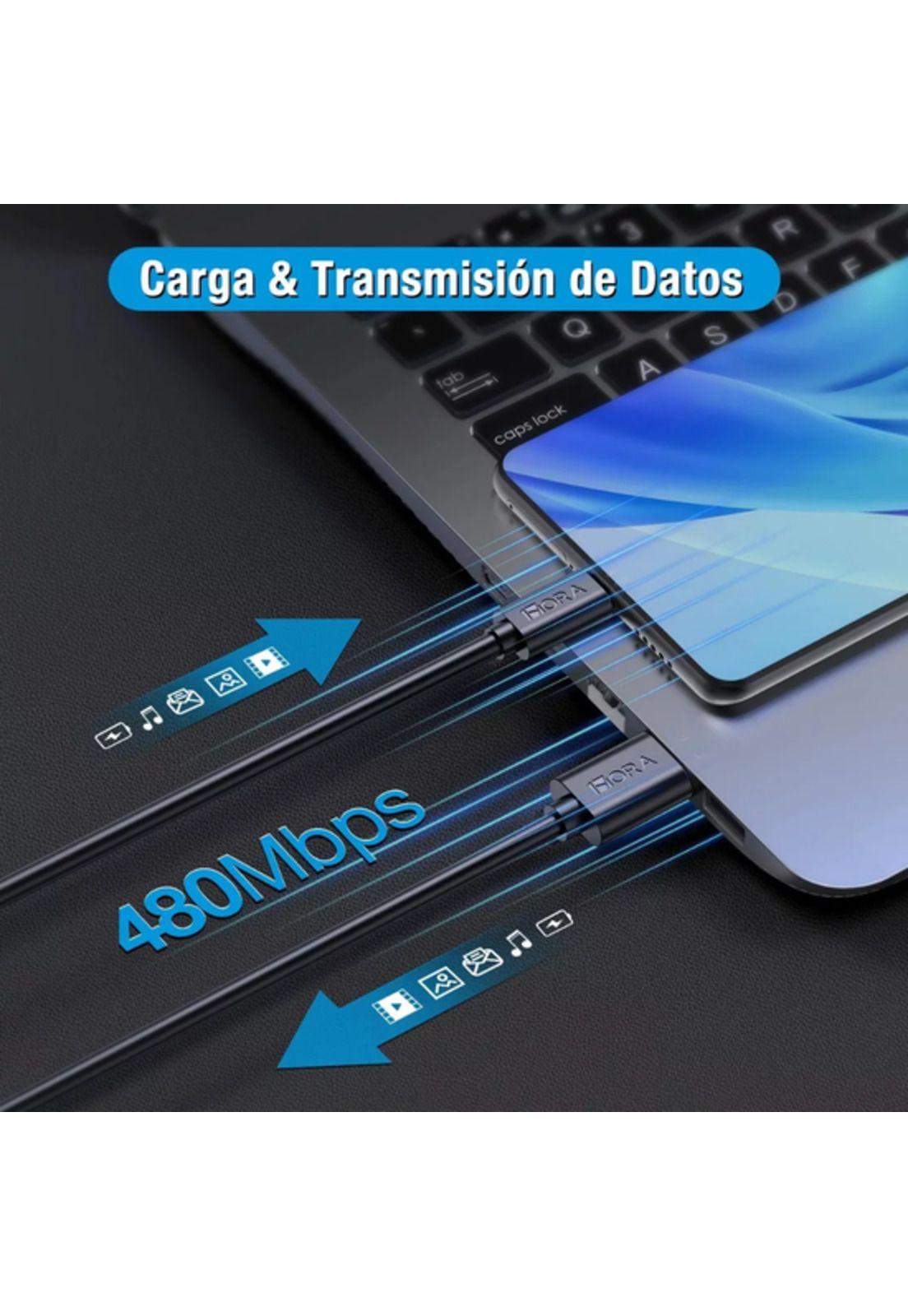 Cable USB 2m compatible con Samsung Xiaomi Cabl247 lightning blanco-2