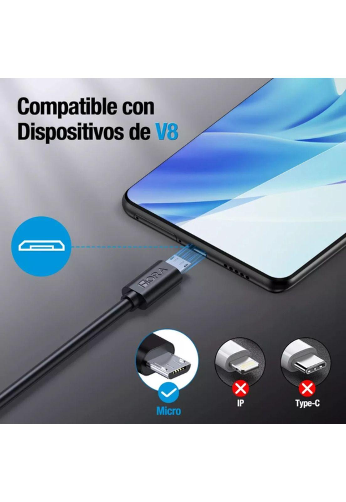 Cable USB 2m compatible con Samsung Xiaomi Cabl247 lightning blanco-3