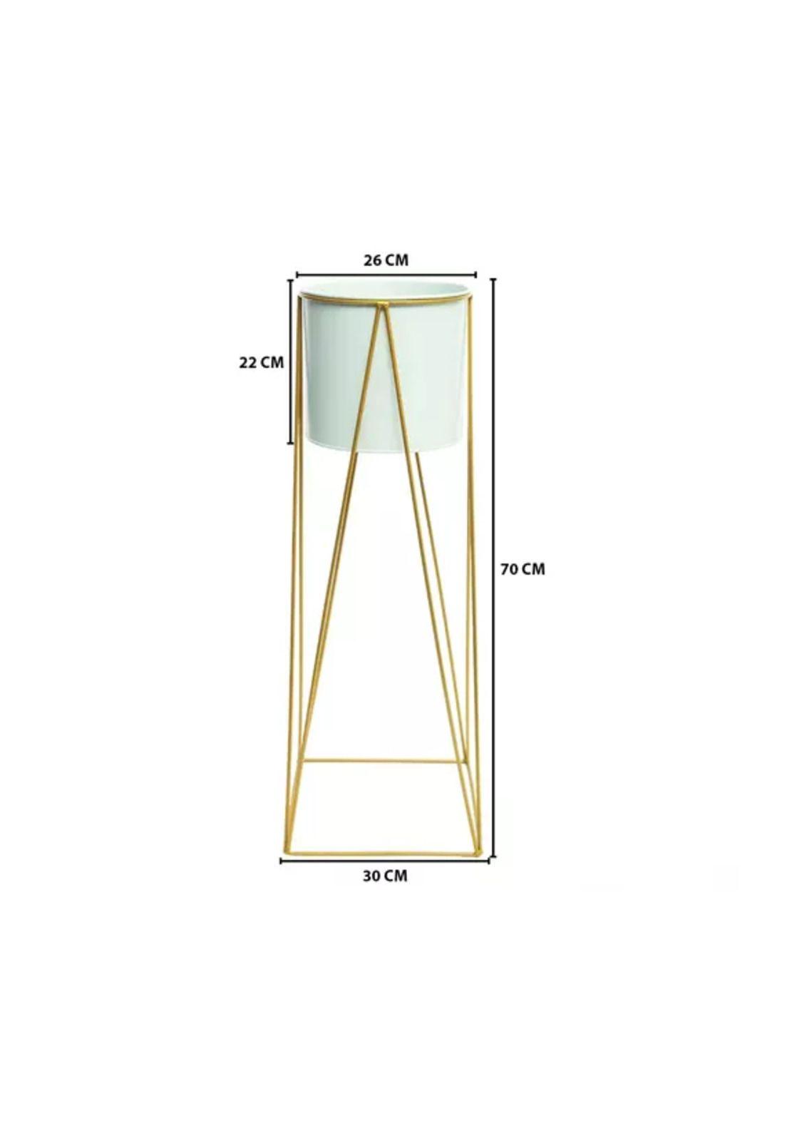 Porta Macetero Pedestal Blanco y Dorado para Plantas-2