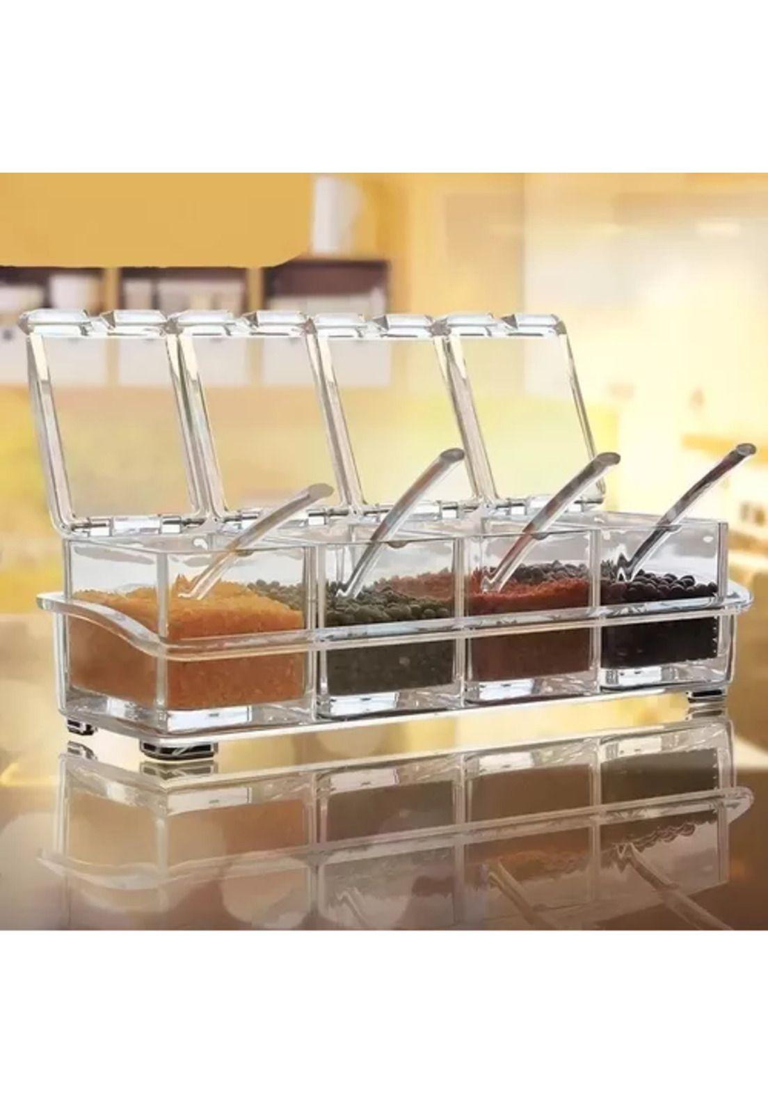 Caja organizador de condimentos de 4 piezas, condimentero acrílico-4