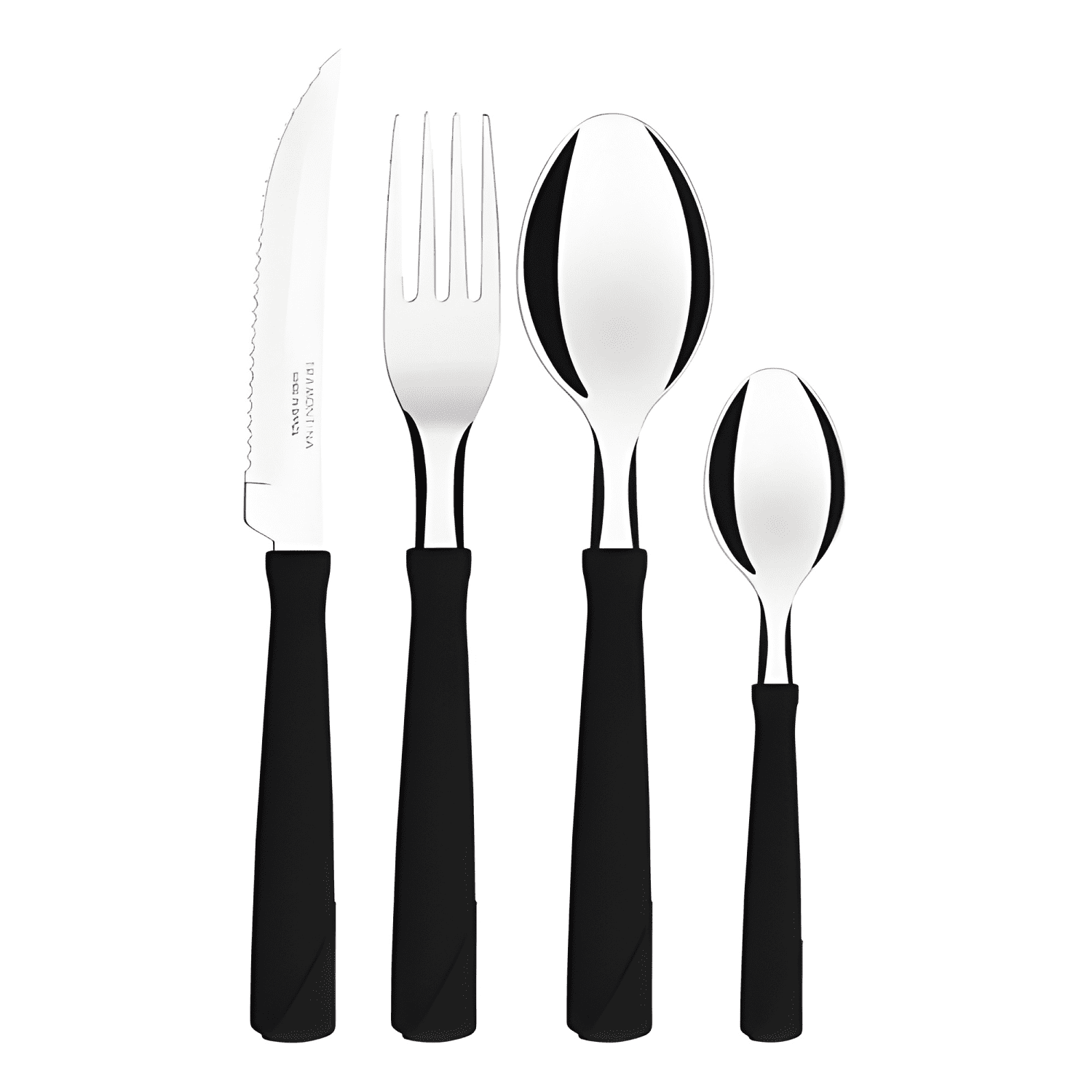 Juego de cubiertos new en plástico 24 pzas Negro-1