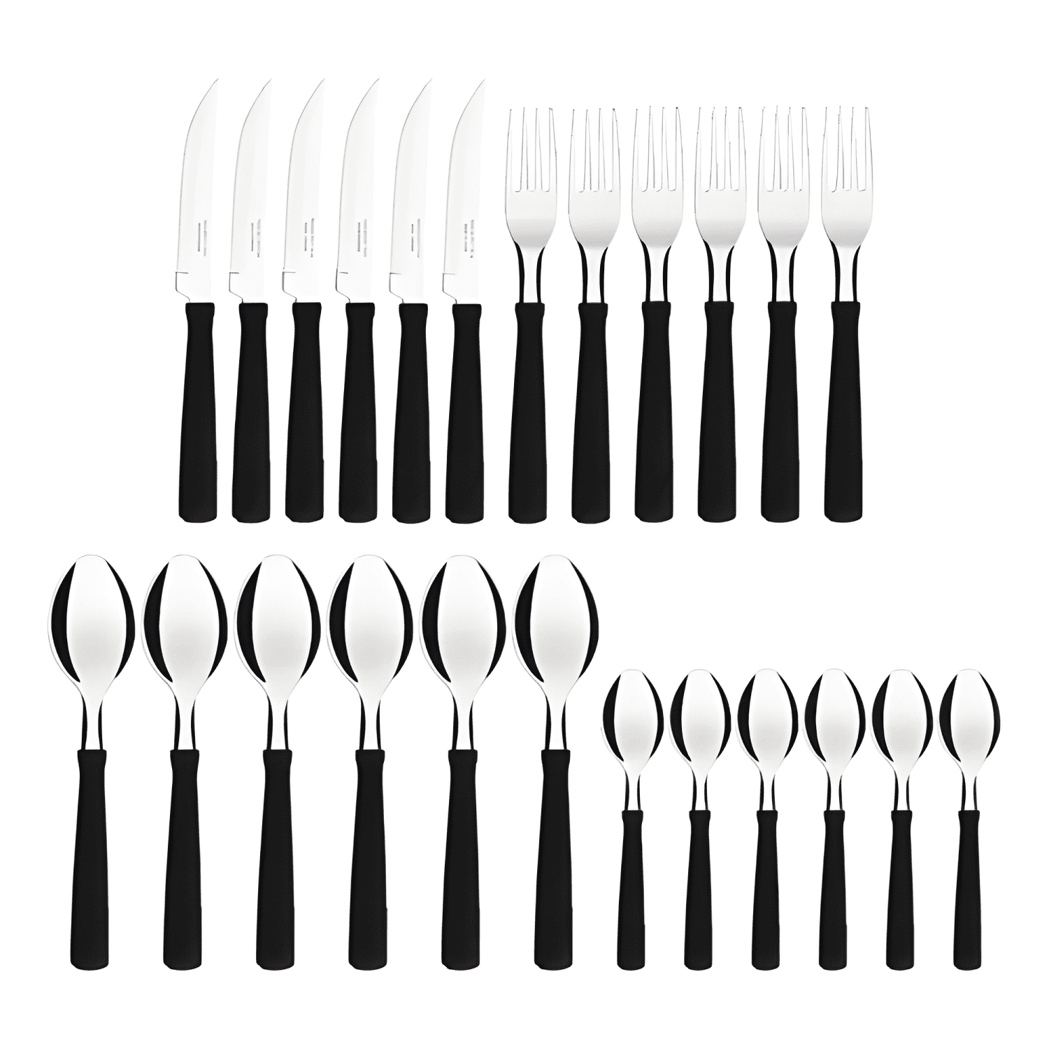 Juego de cubiertos new en plástico 24 pzas Negro-2