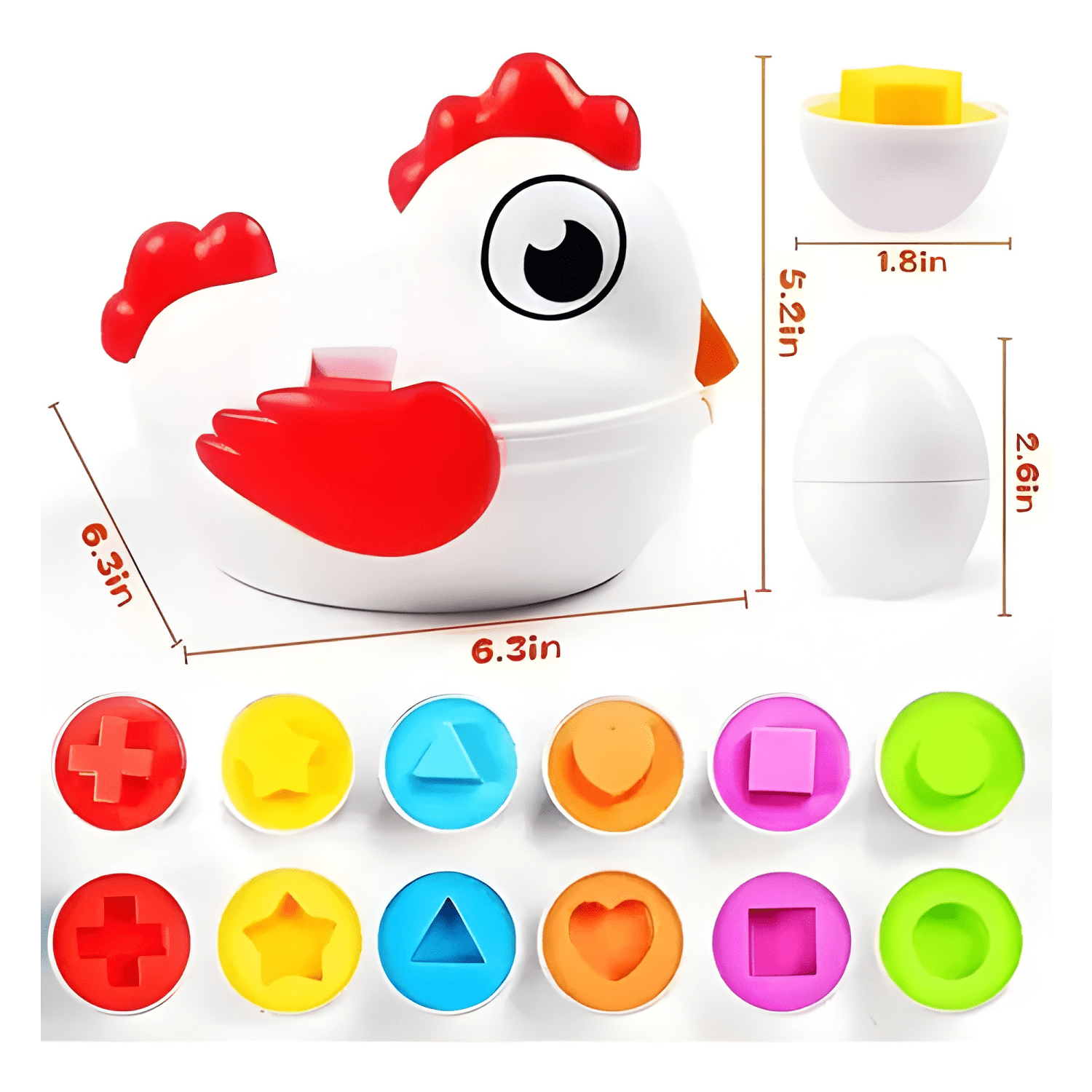 Juego de encaje gallina + huevos para bebe niños aprendizaje-3