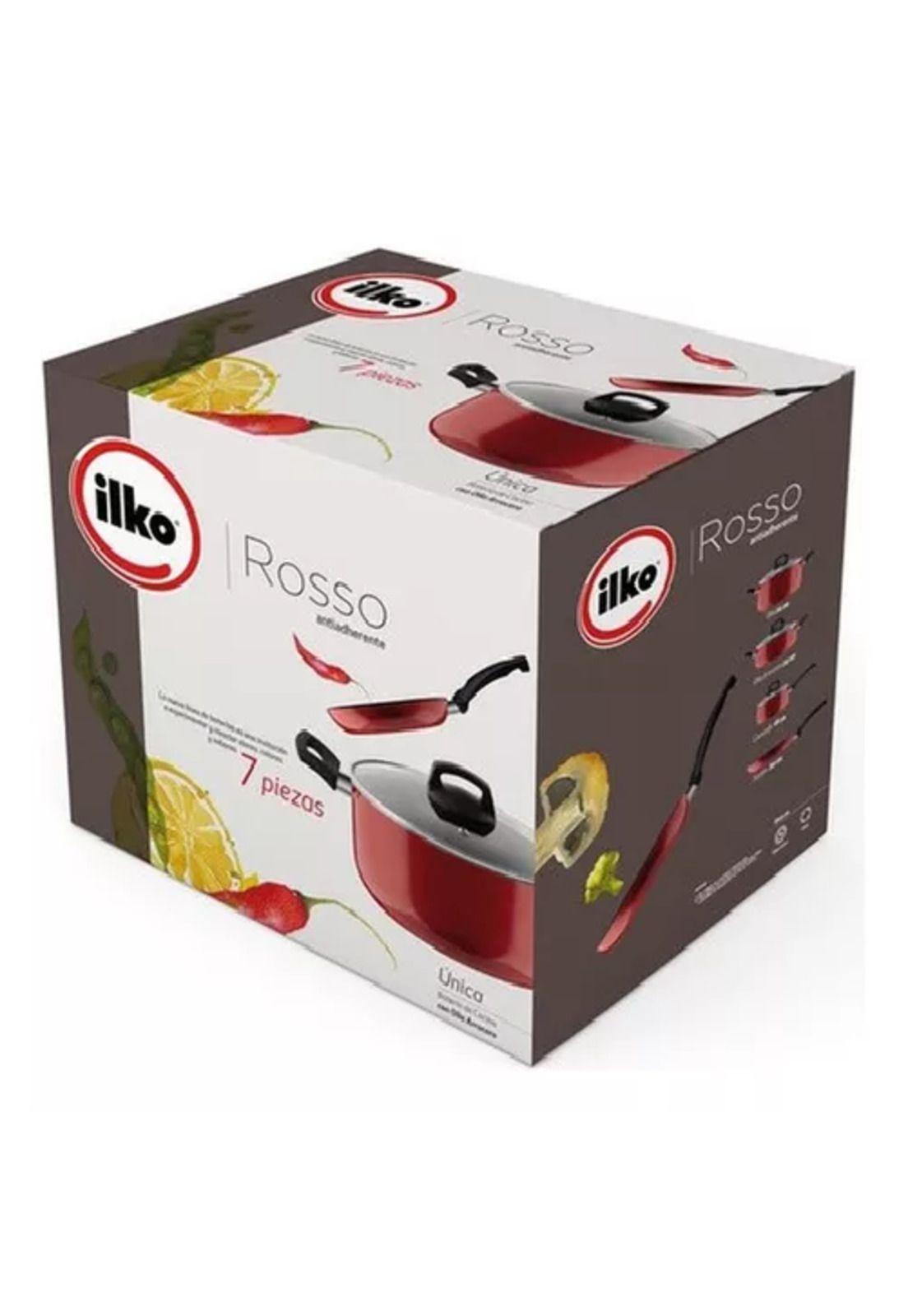 Batería de cocina de 7 piezas, modelo Rosso Ilko, color rojo-3
