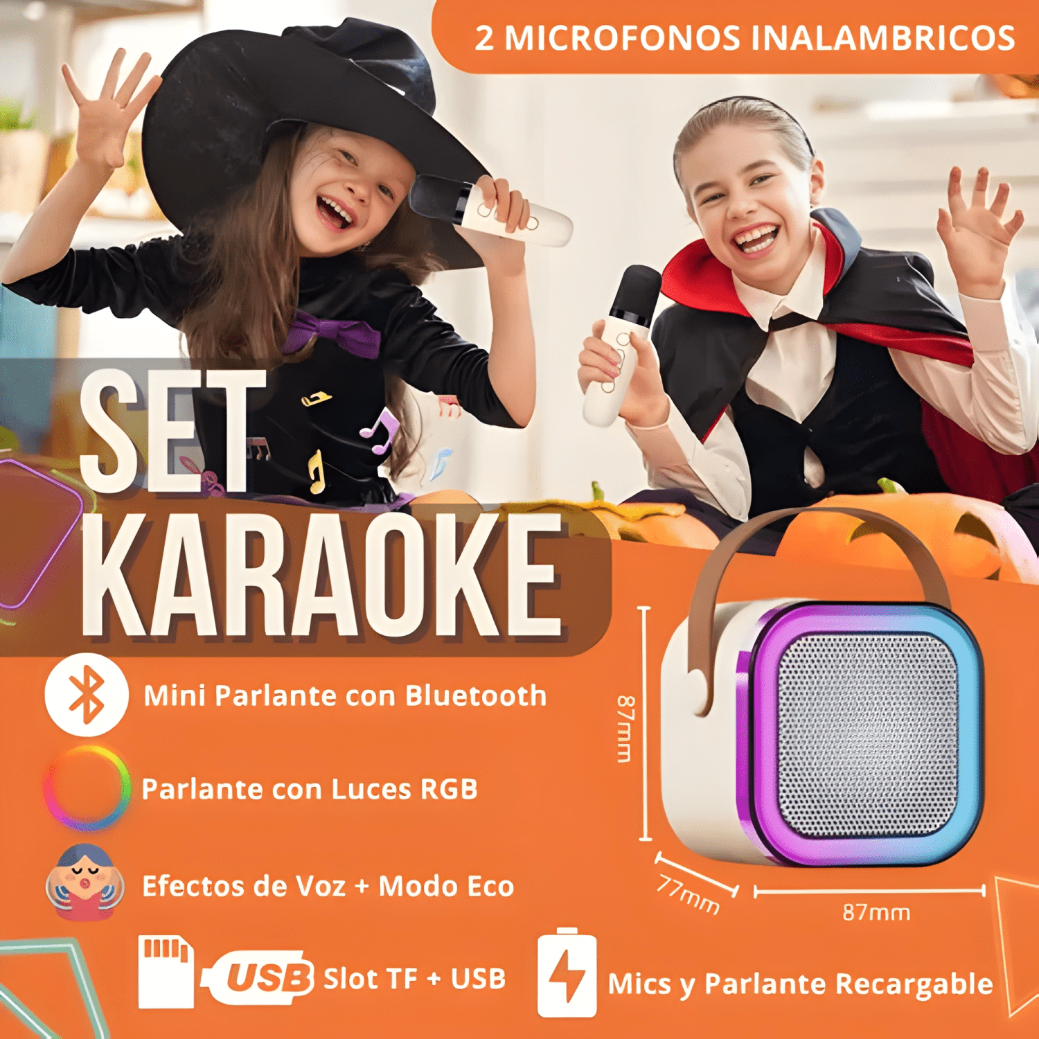 2 Microfonos inalambricos karaoke efectos voz + Beige #2-1