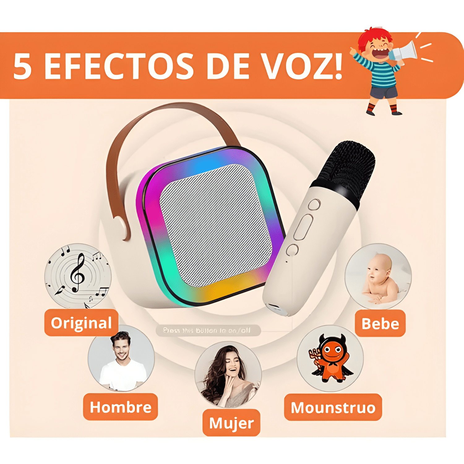 2 Microfonos inalambricos karaoke efectos voz + Beige #2-3