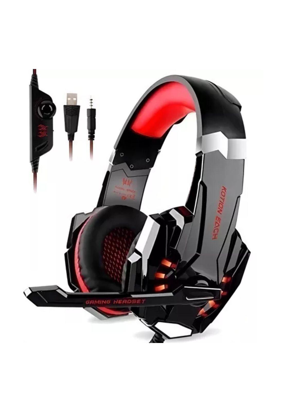Auriculares gamer inalámbricos Kotion Each G9000 black y red LED-3