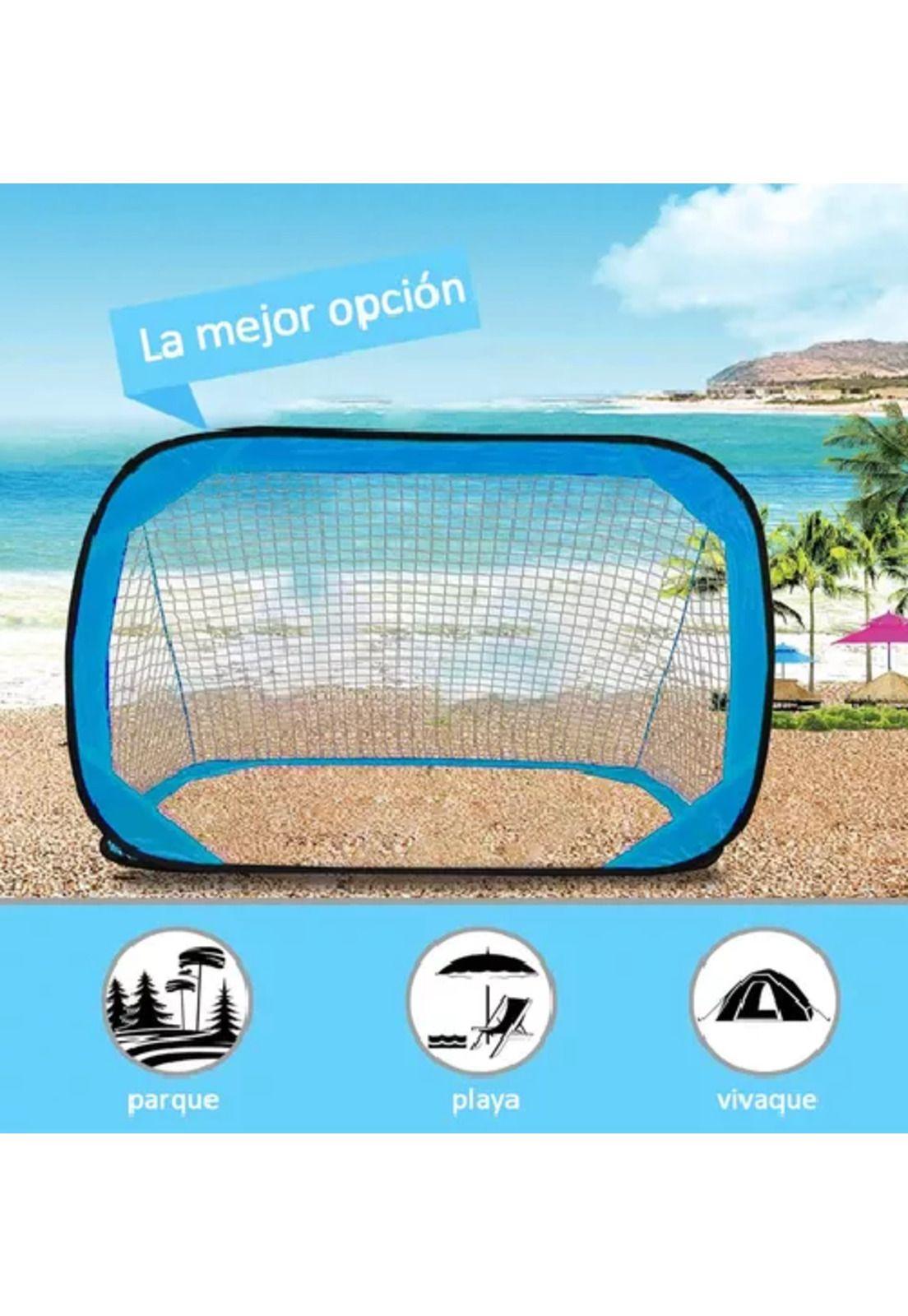 Arcos de fútbol plegables con red 120x75 cm azul-4