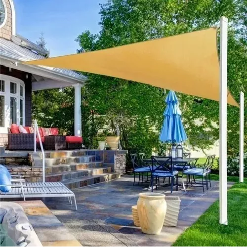 Toldo sombra importado, 5x5x5 m, anti UV, color crema-2