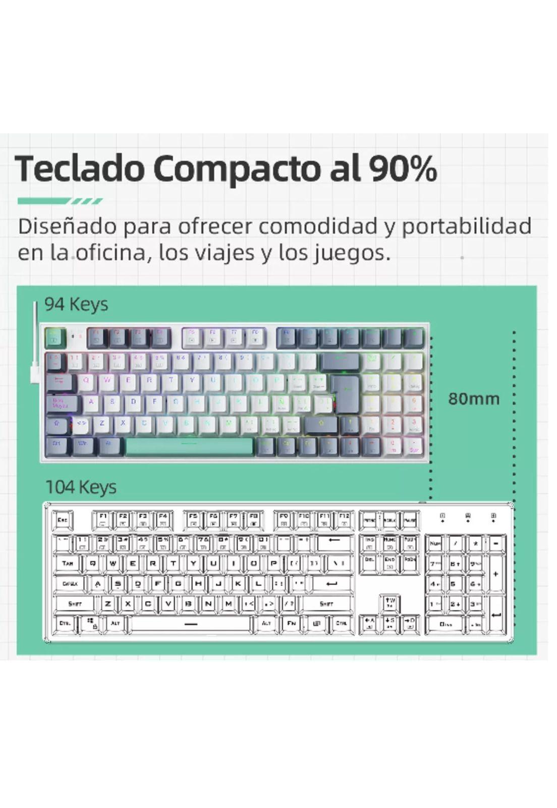 Teclado Mecánico K500 Gamer Alámbrico Español Hot Swap RGB Red Switch-2