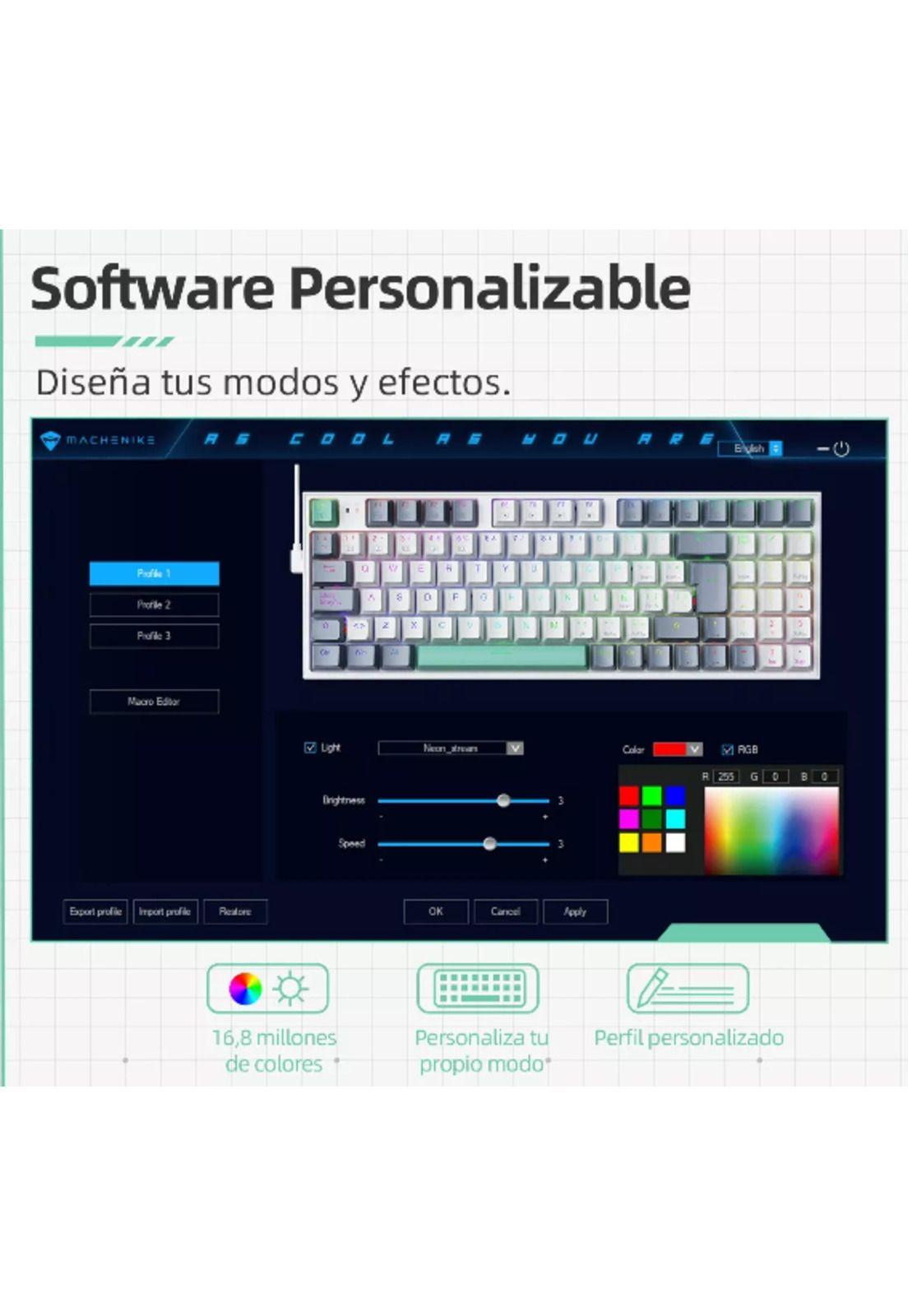 Teclado Mecánico K500 Gamer Alámbrico Español Hot Swap RGB Red Switch-4