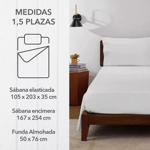 Sábanas 300 hilos 15 plazas + funda almohada color blanco-3