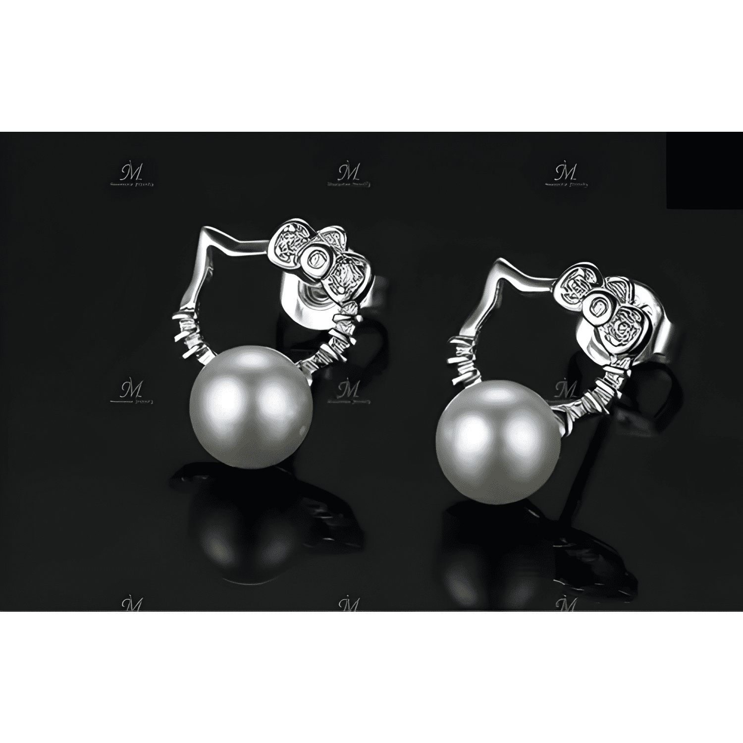 Aros Aritos Hello Kitty Ley Plata 925 Con Perla Fantasía-2