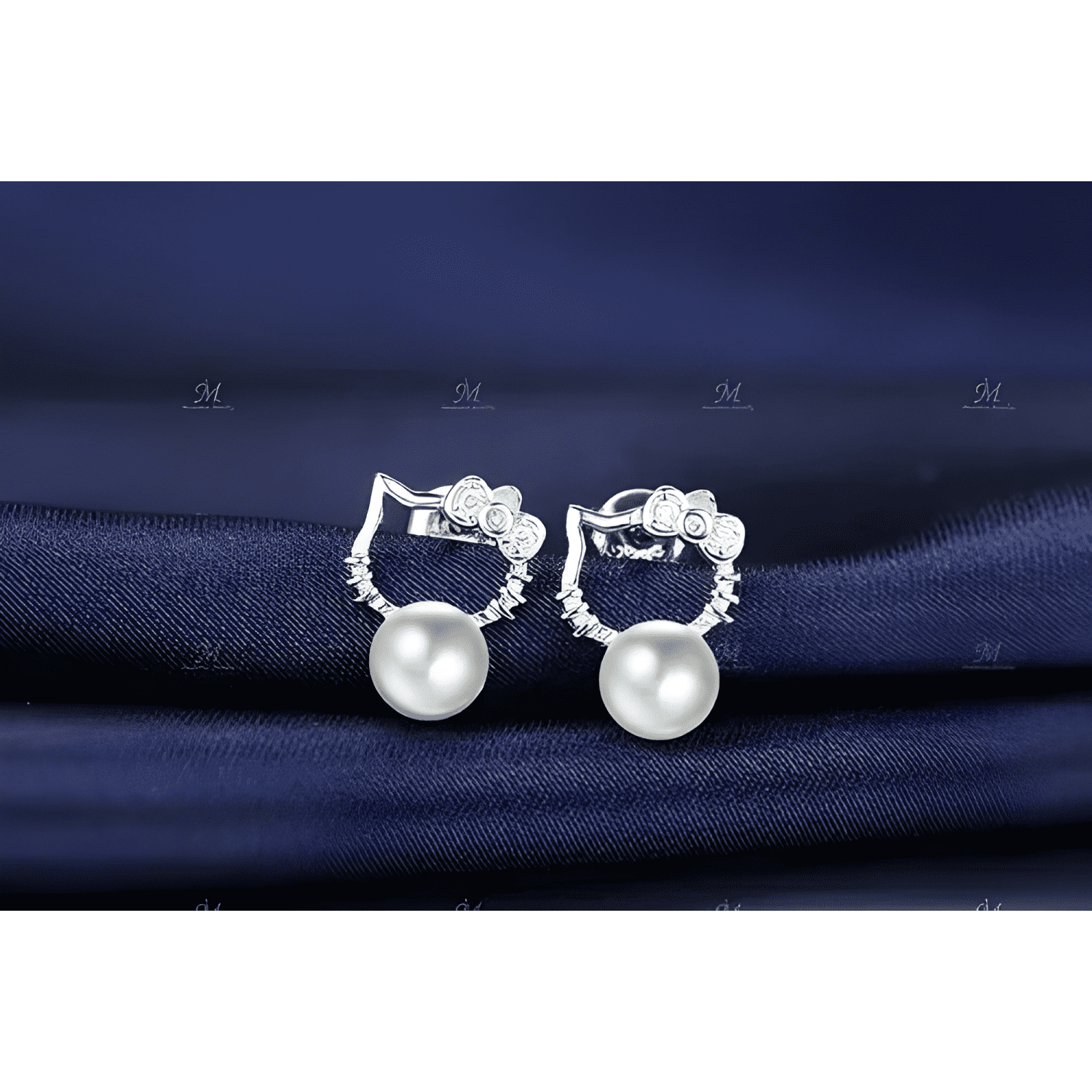 Aros Aritos Hello Kitty Ley Plata 925 Con Perla Fantasía-4