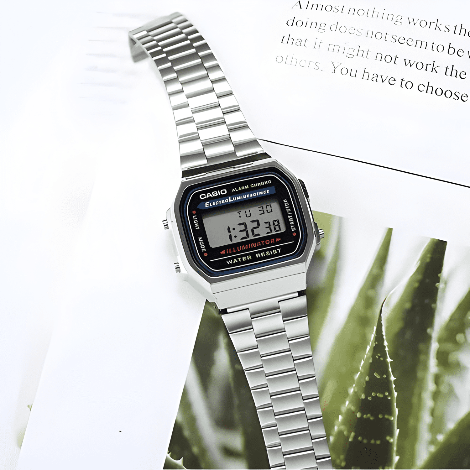 Reloj pulsera digital casio a168wa-1 con correa de acero-3