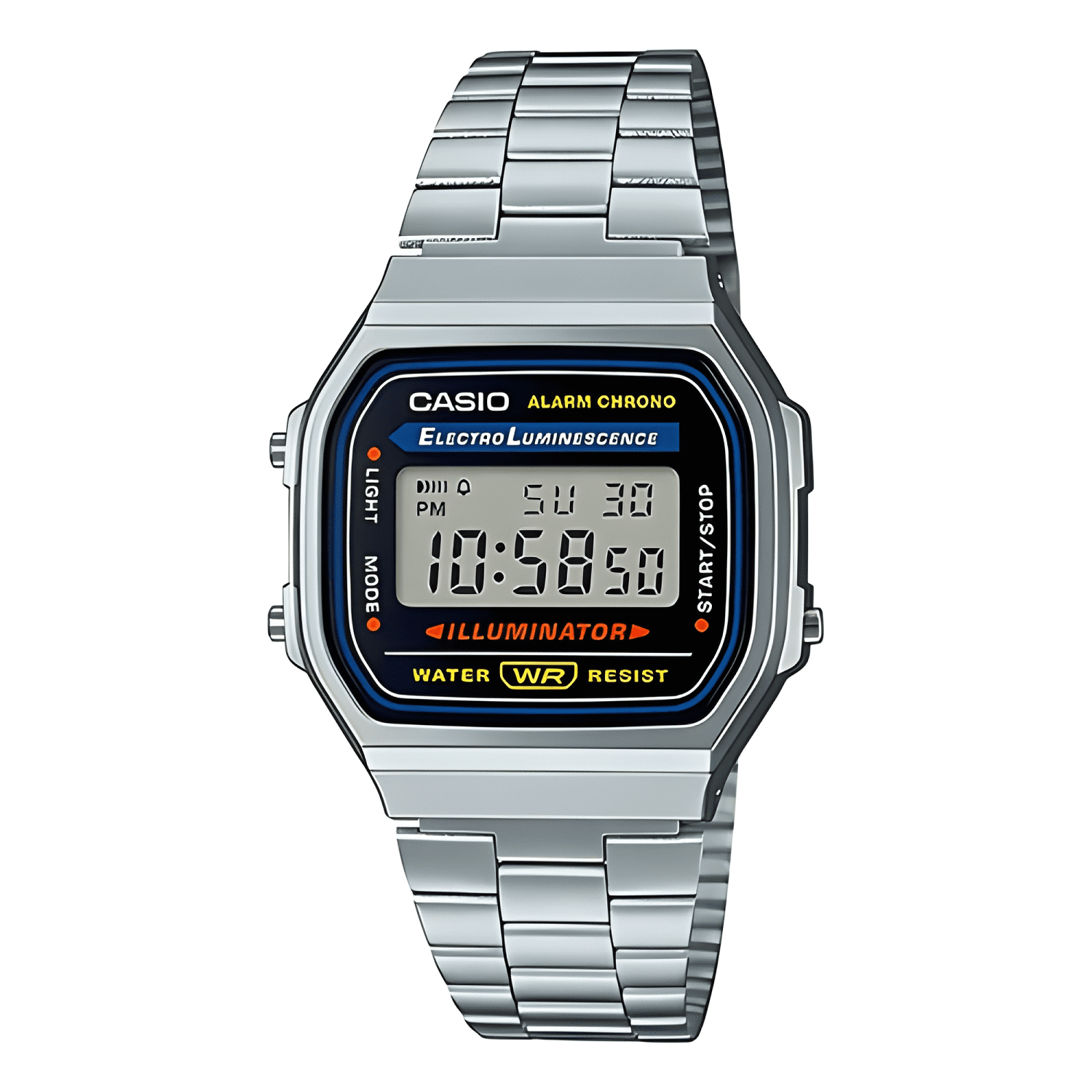 Reloj pulsera digital casio a168wa-1 con correa de acero-4