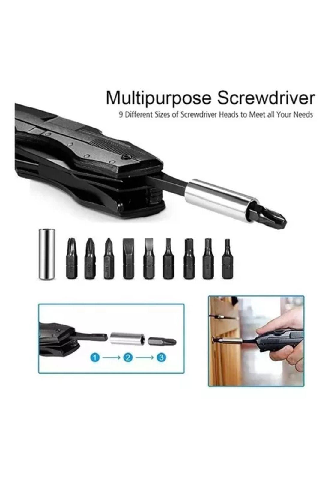 Navaja táctica, cuchillo táctico militar, alicate 16 en 1, Black-5