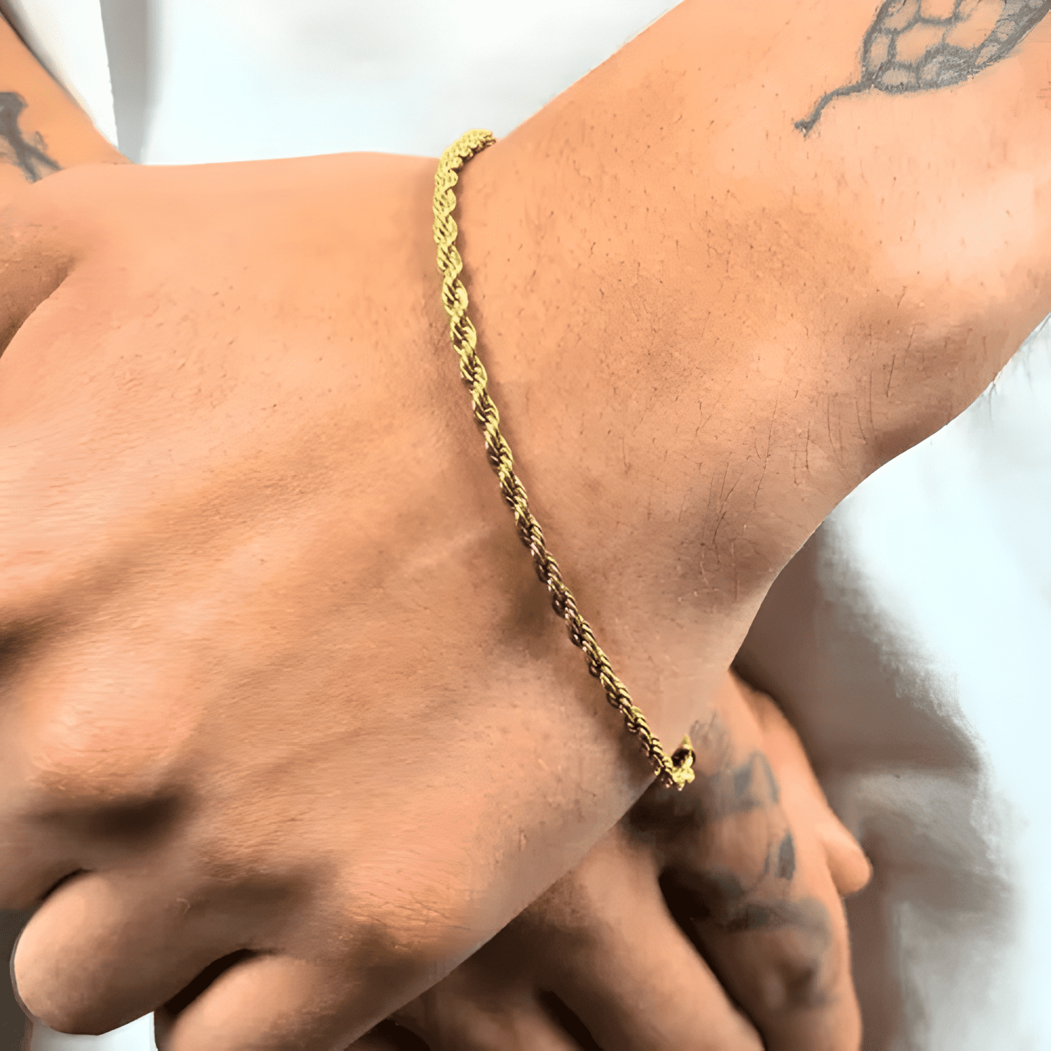 Pulsera rope oro 3mm diámetro 5 CM largo 18 CM Amarillo-3