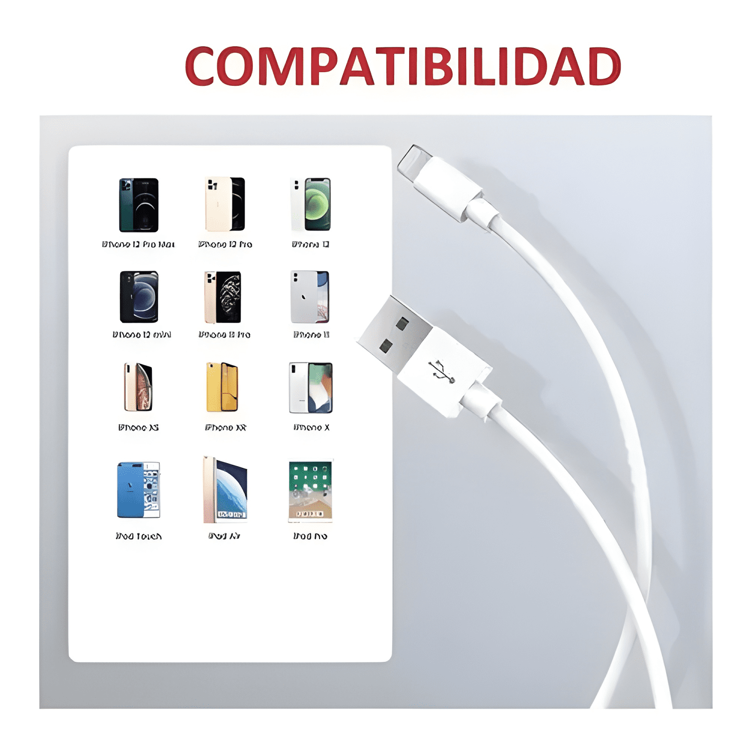 Cable tipo USB-C a lightning carga rápida móvil 2m Blanco-2